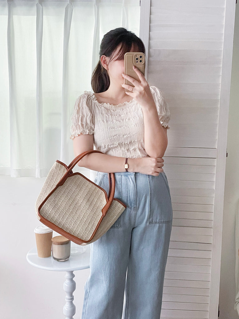 Tassel 輕身淺藍大口袋流蘇牛仔褲, Jeans/ PT8392