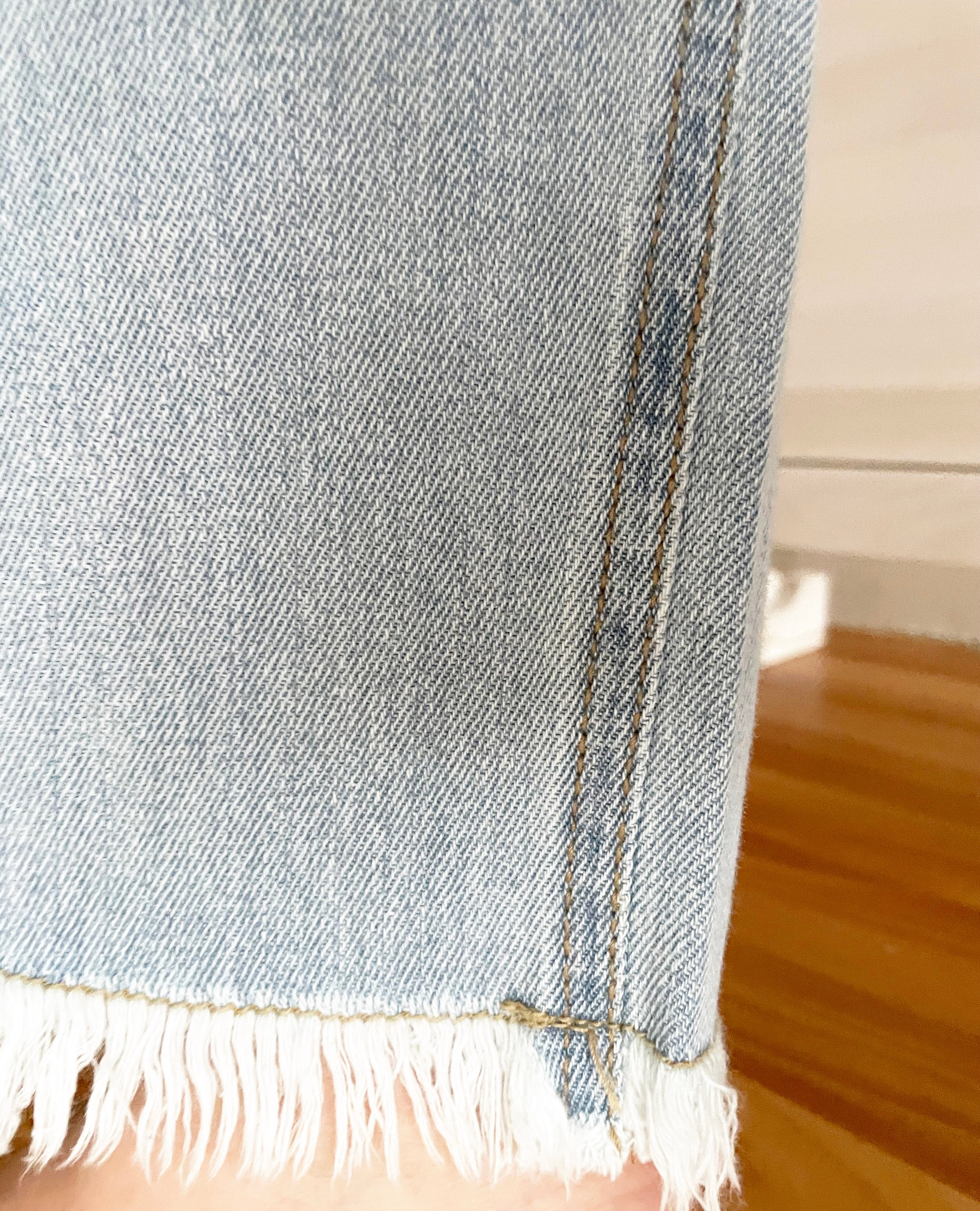 Tassel 輕身淺藍大口袋流蘇牛仔褲, Jeans/ PT8392