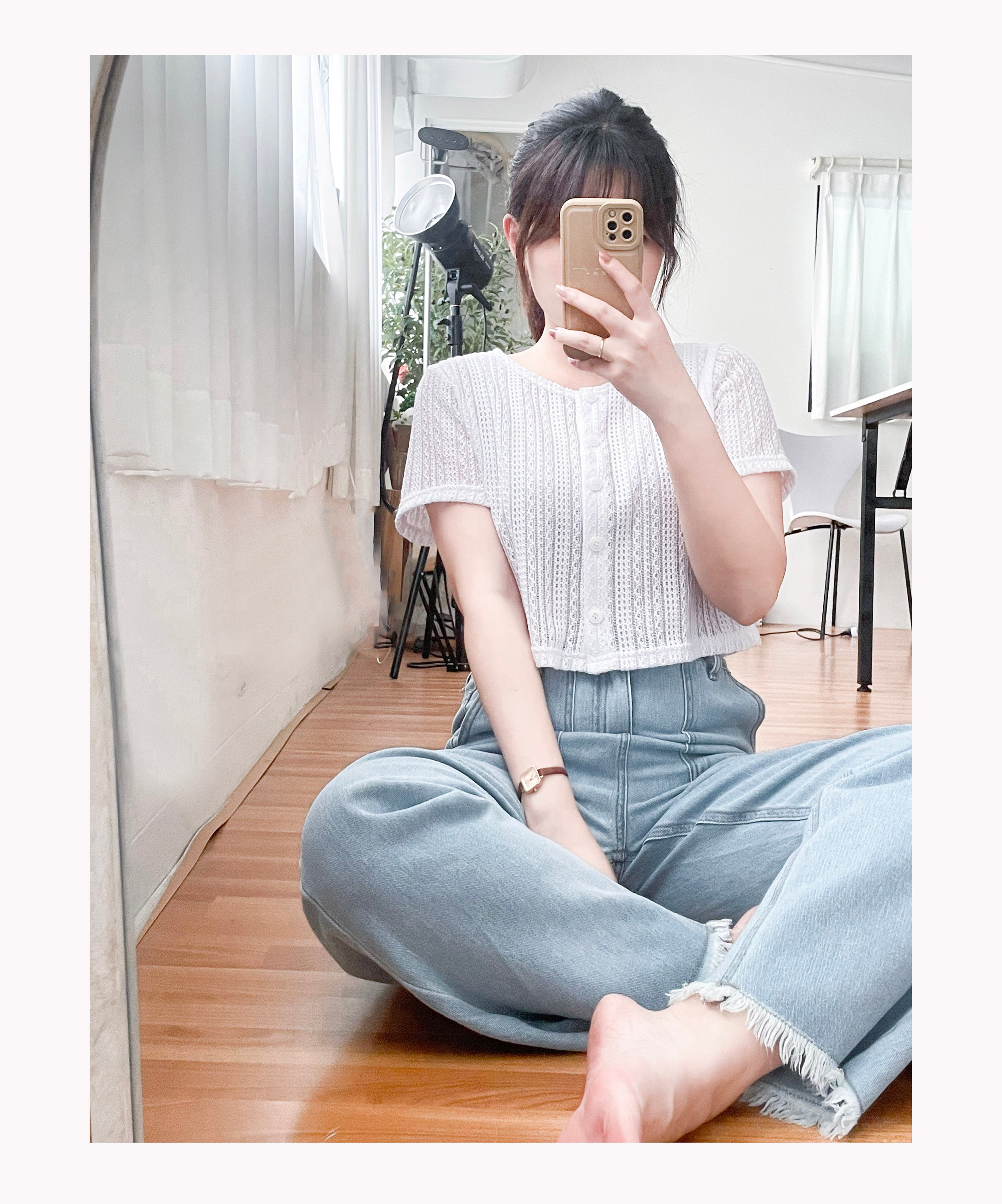 Tassel 輕身淺藍大口袋流蘇牛仔褲, Jeans/ PT8392