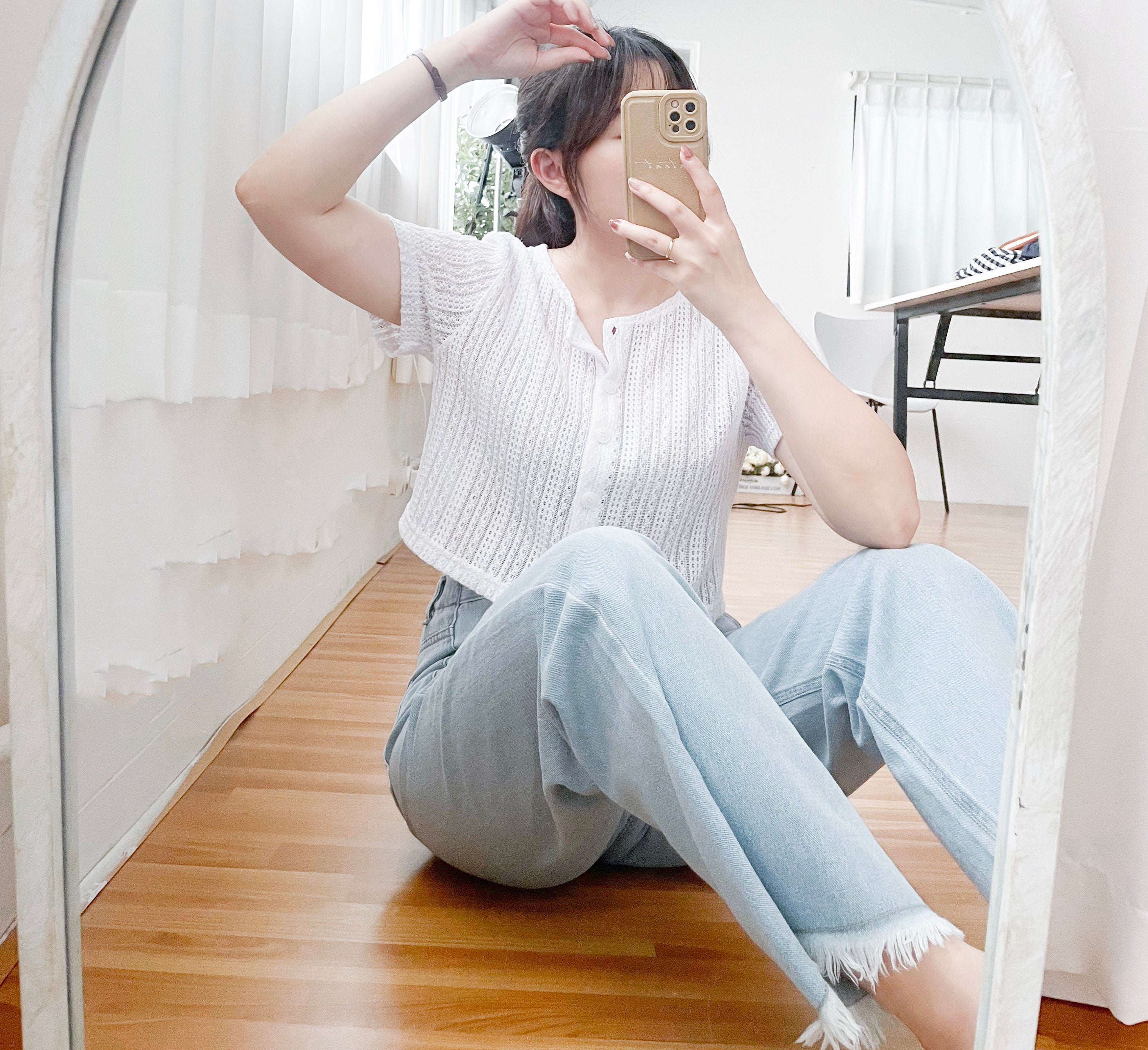 Tassel 輕身淺藍大口袋流蘇牛仔褲, Jeans/ PT8392