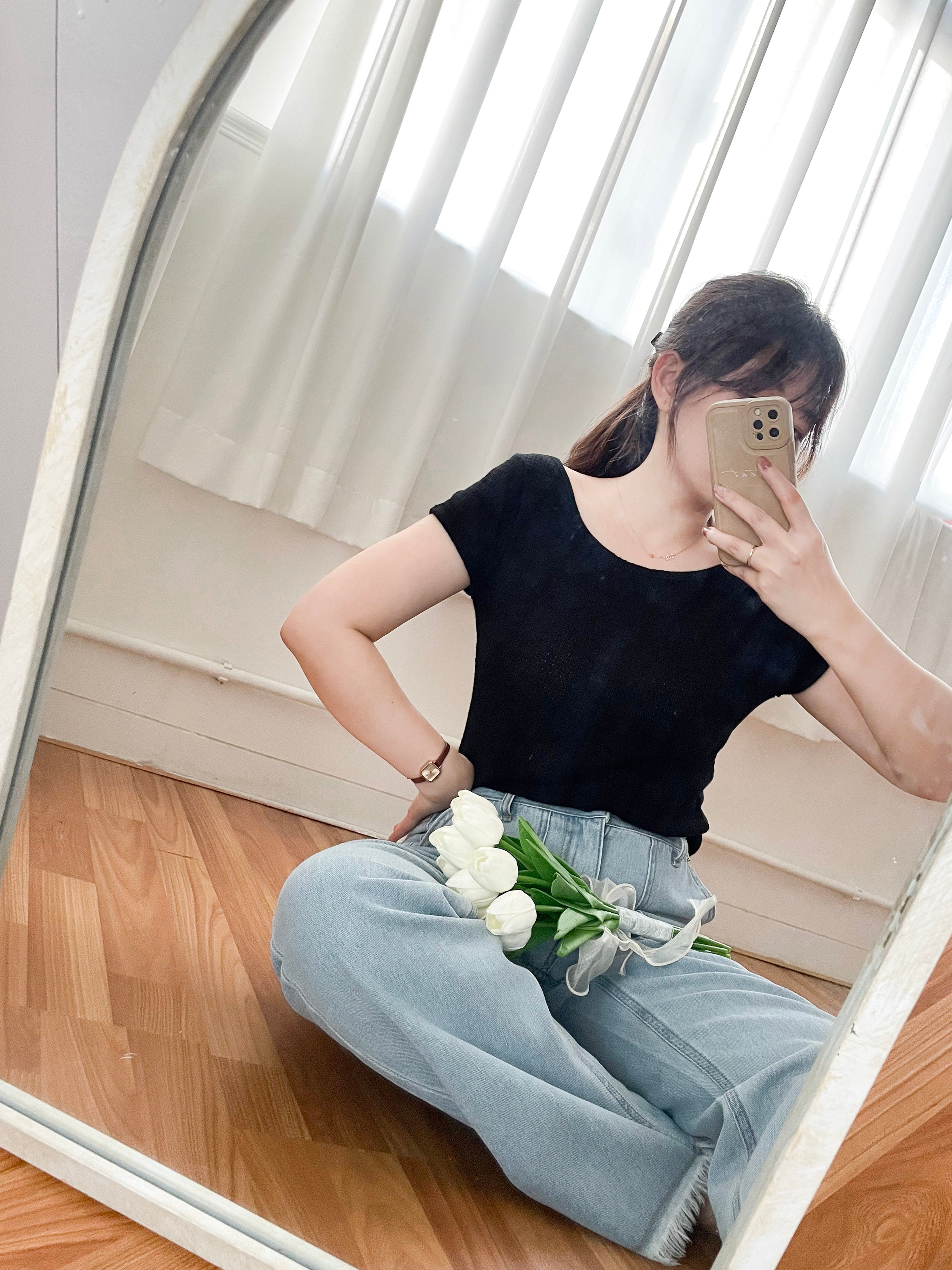 Tassel 輕身淺藍大口袋流蘇牛仔褲, Jeans/ PT8392