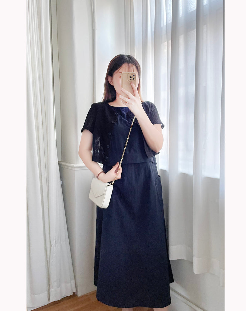 Hollow 幾何織紋排鈕扣百搭微短, Top or Outer/ TP8878 (black sold out)