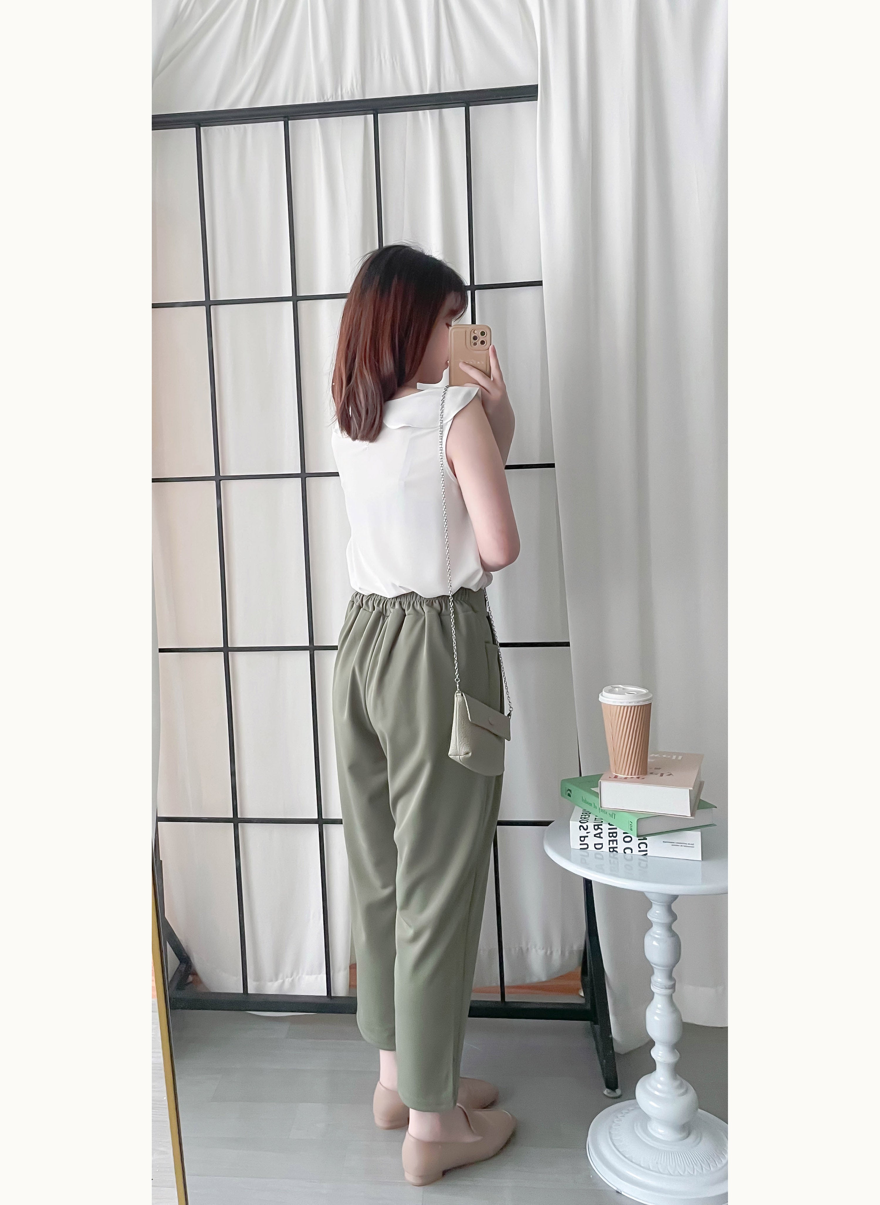 Side Ruffle 素色氣質雪紡垂感荷葉無袖, Blouse/ BU8954 (white sold out)