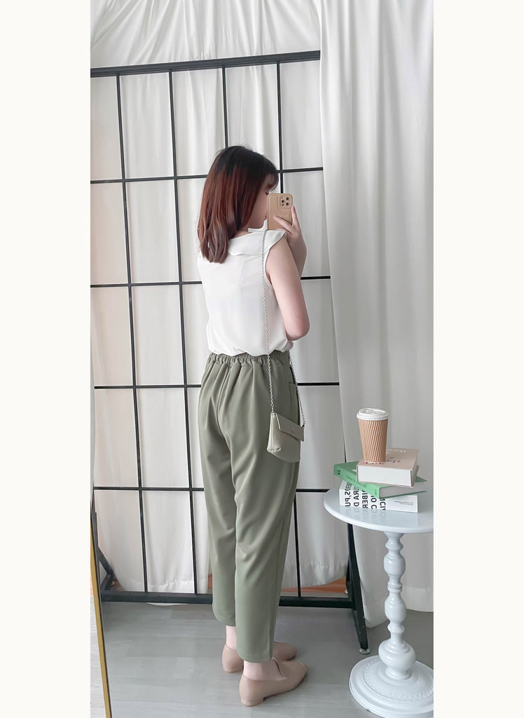 Side Ruffle 素色氣質雪紡垂感荷葉無袖, Blouse/ BU8954 (white sold out)