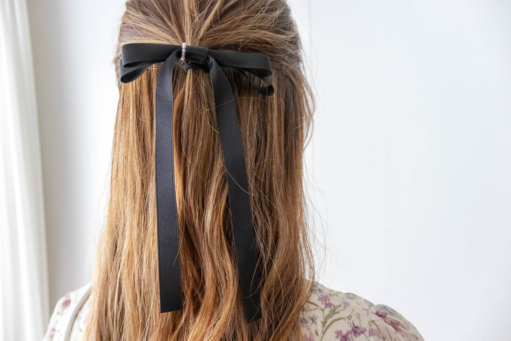 Black little Pearl ribbon, Hairband/ HA8119