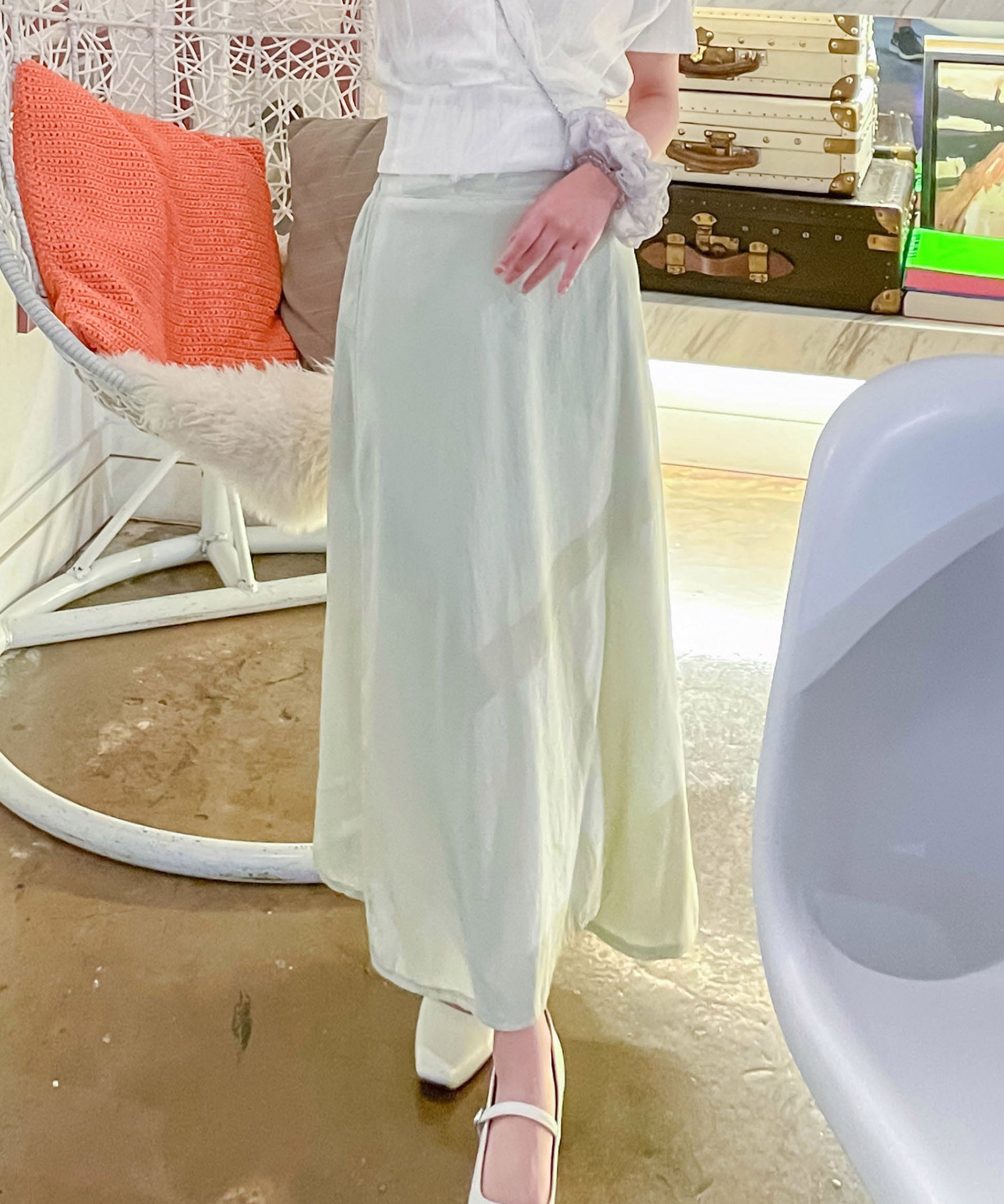 Slim Slit 超推薦極顯瘦修飾肚肚大A形裙尾開叉, Skirt/ SK8721 (honeydew sold out)
