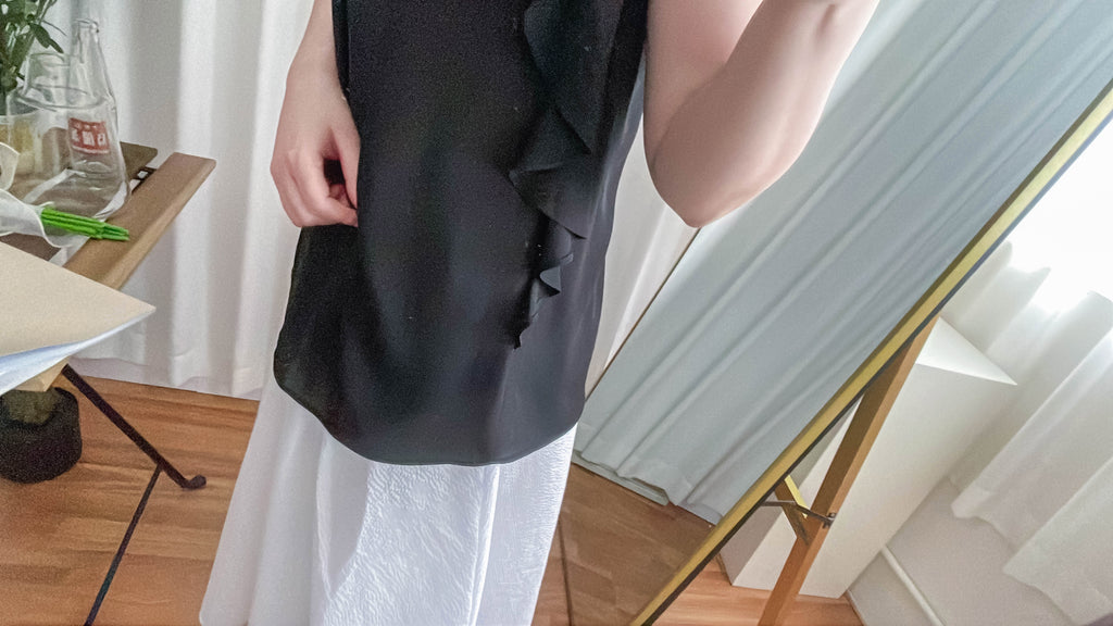 Side Ruffle 素色氣質雪紡垂感荷葉無袖, Blouse/ BU8954 (white sold out)