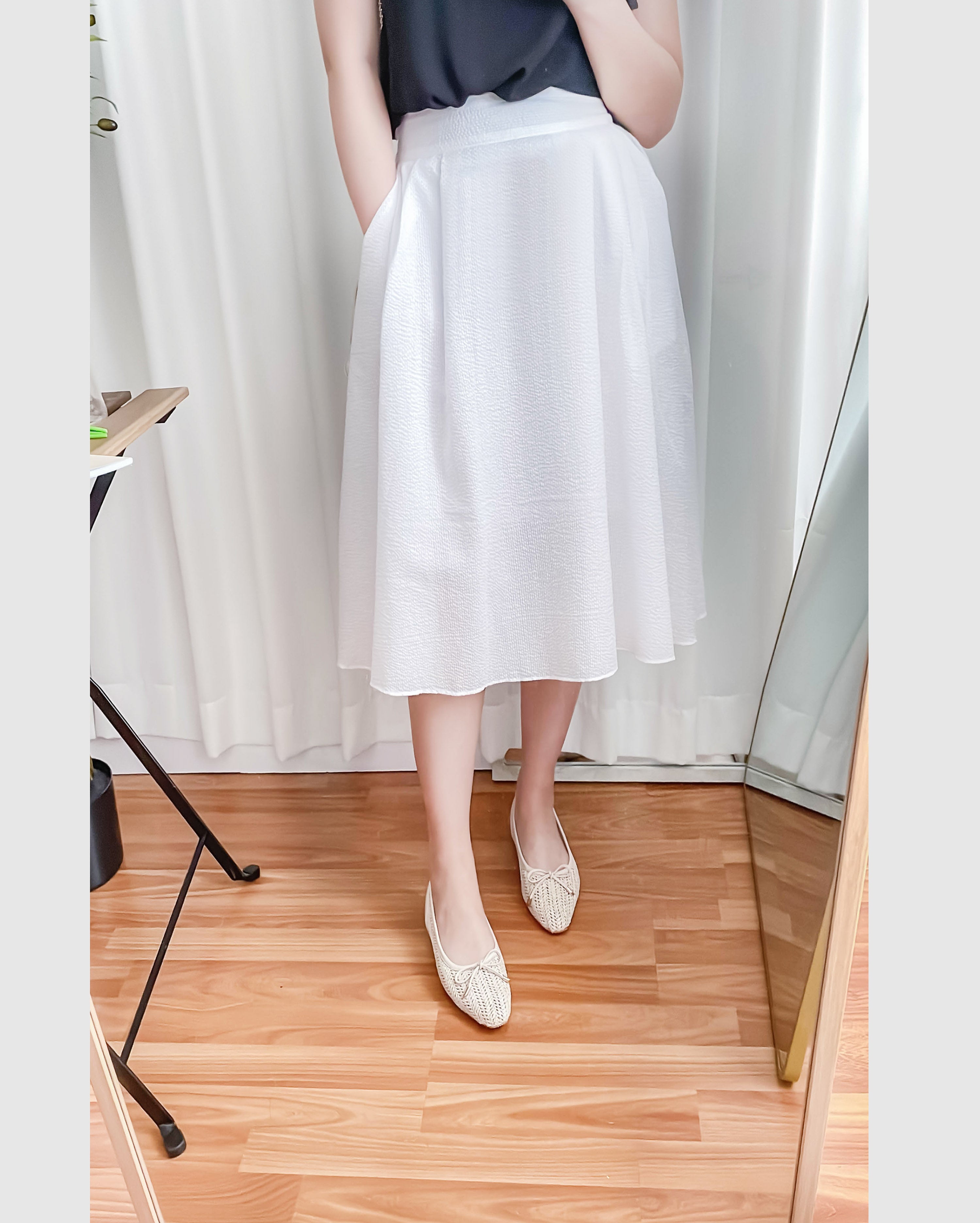 Pocket Stripe 口袋暗直紋後橡筋輕盈半身裙, Skirt/ SK8720