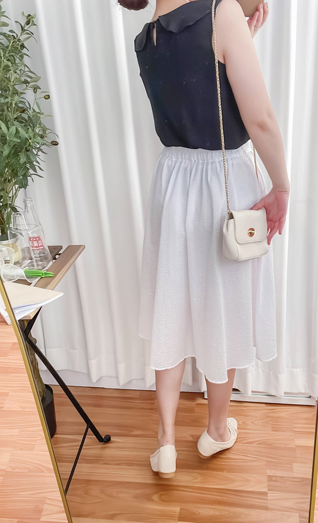 Side Ruffle 素色氣質雪紡垂感荷葉無袖, Blouse/ BU8954 (white sold out)
