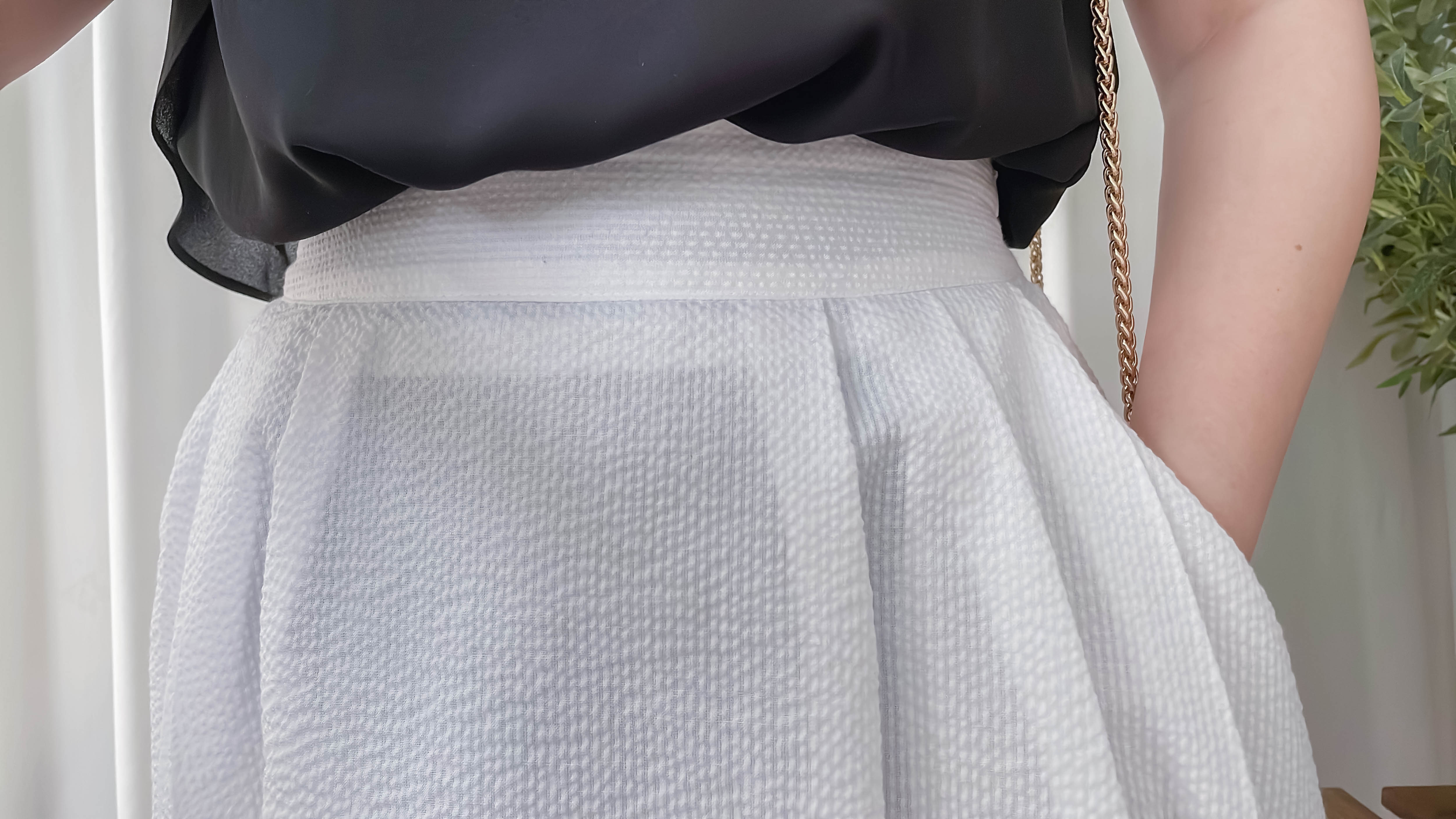 Pocket Stripe 口袋暗直紋後橡筋輕盈半身裙, Skirt/ SK8720