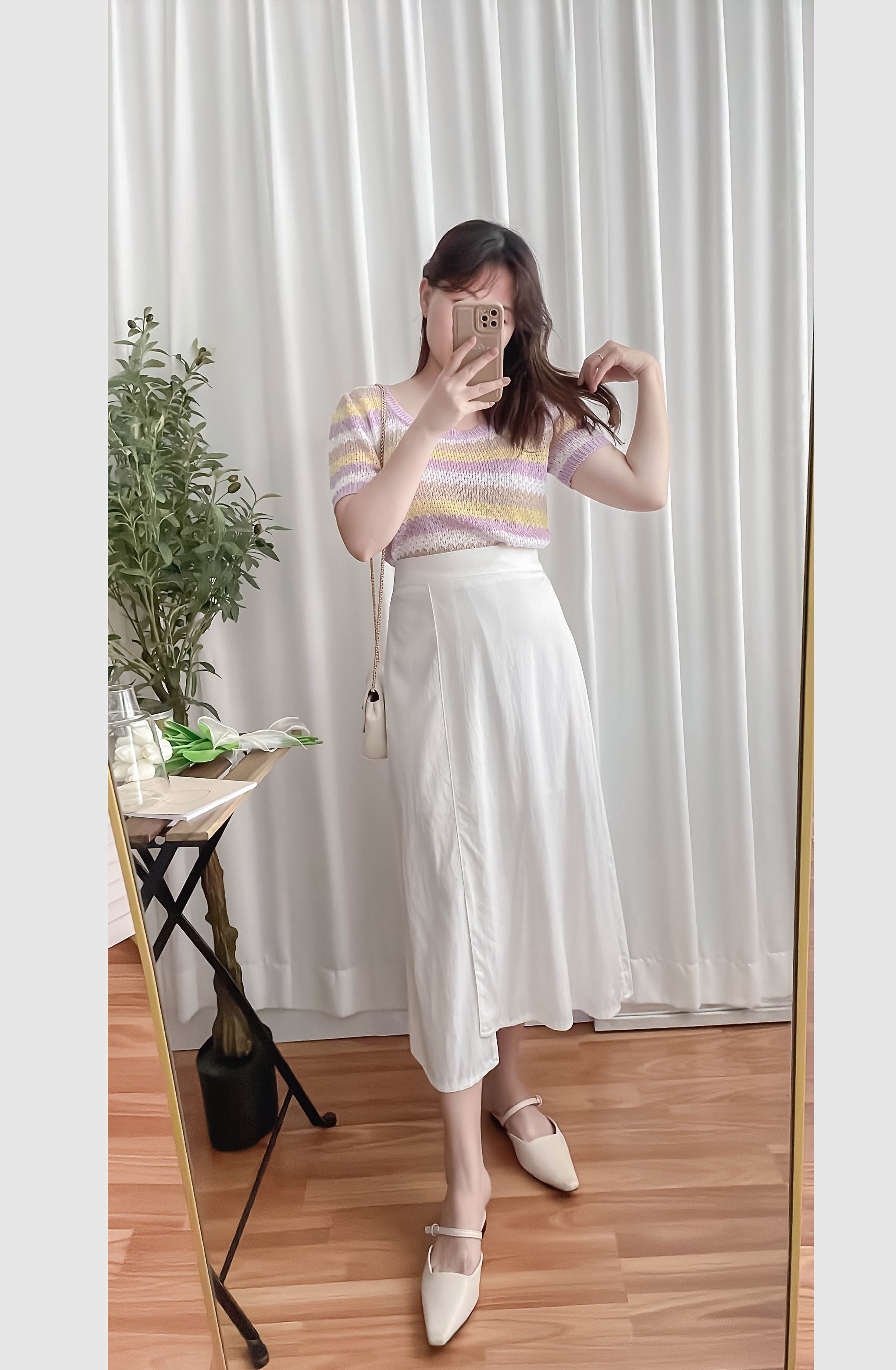 Slim Slit 超推薦極顯瘦修飾肚肚大A形裙尾開叉, Skirt/ SK8721 (honeydew sold out)