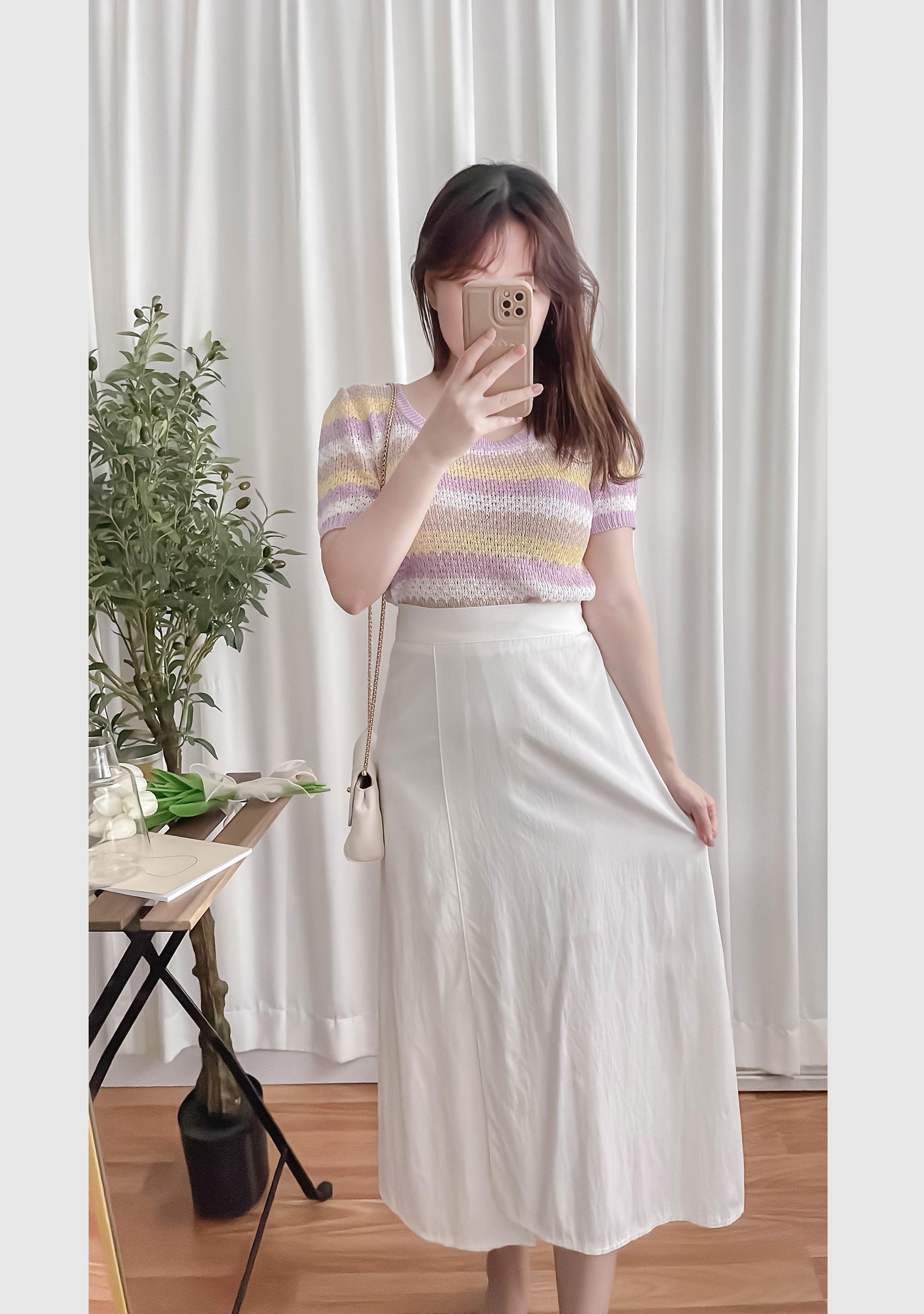 Slim Slit 超推薦極顯瘦修飾肚肚大A形裙尾開叉, Skirt/ SK8721 (honeydew sold out)