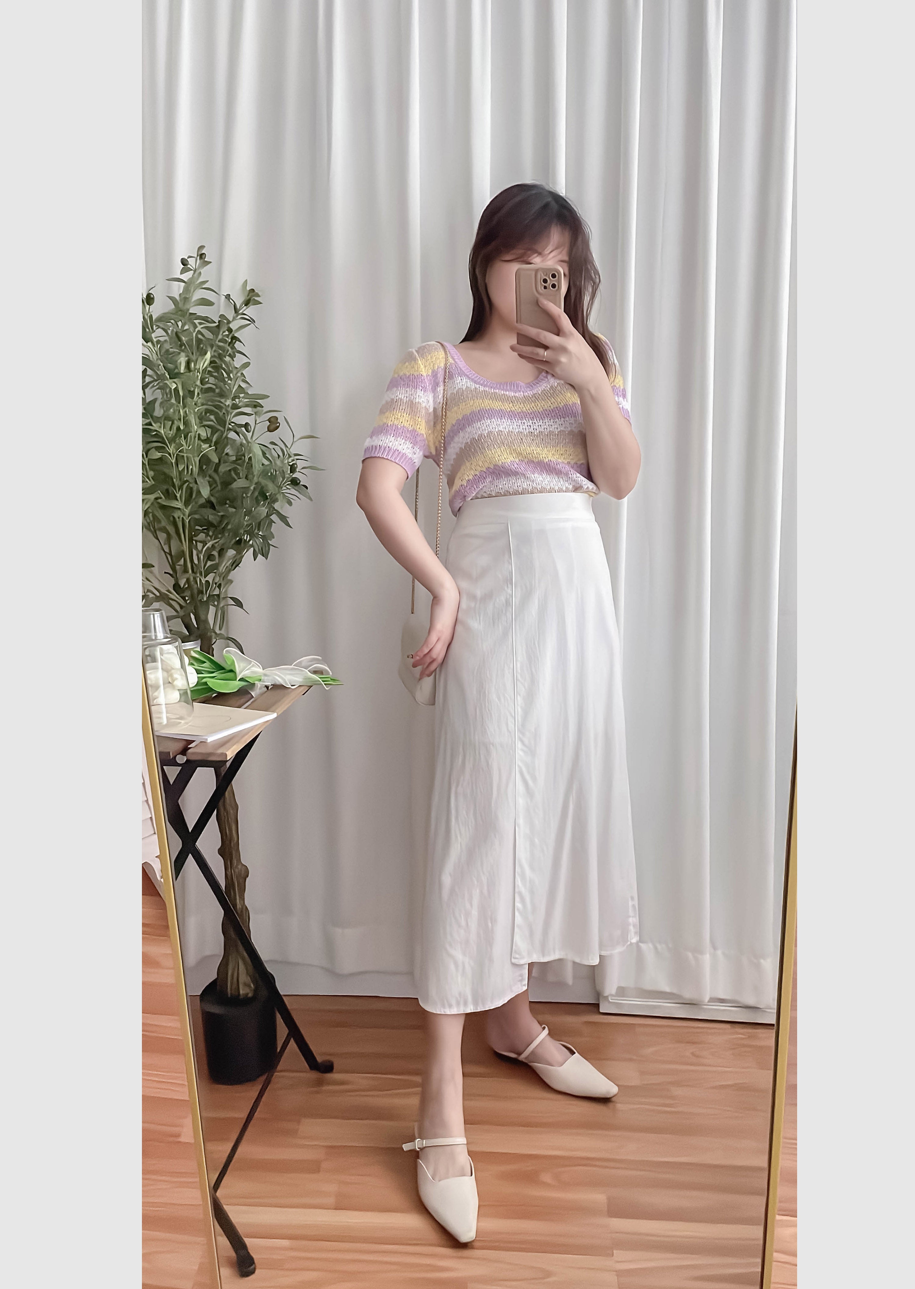Slim Slit 超推薦極顯瘦修飾肚肚大A形裙尾開叉, Skirt/ SK8721 (honeydew sold out)