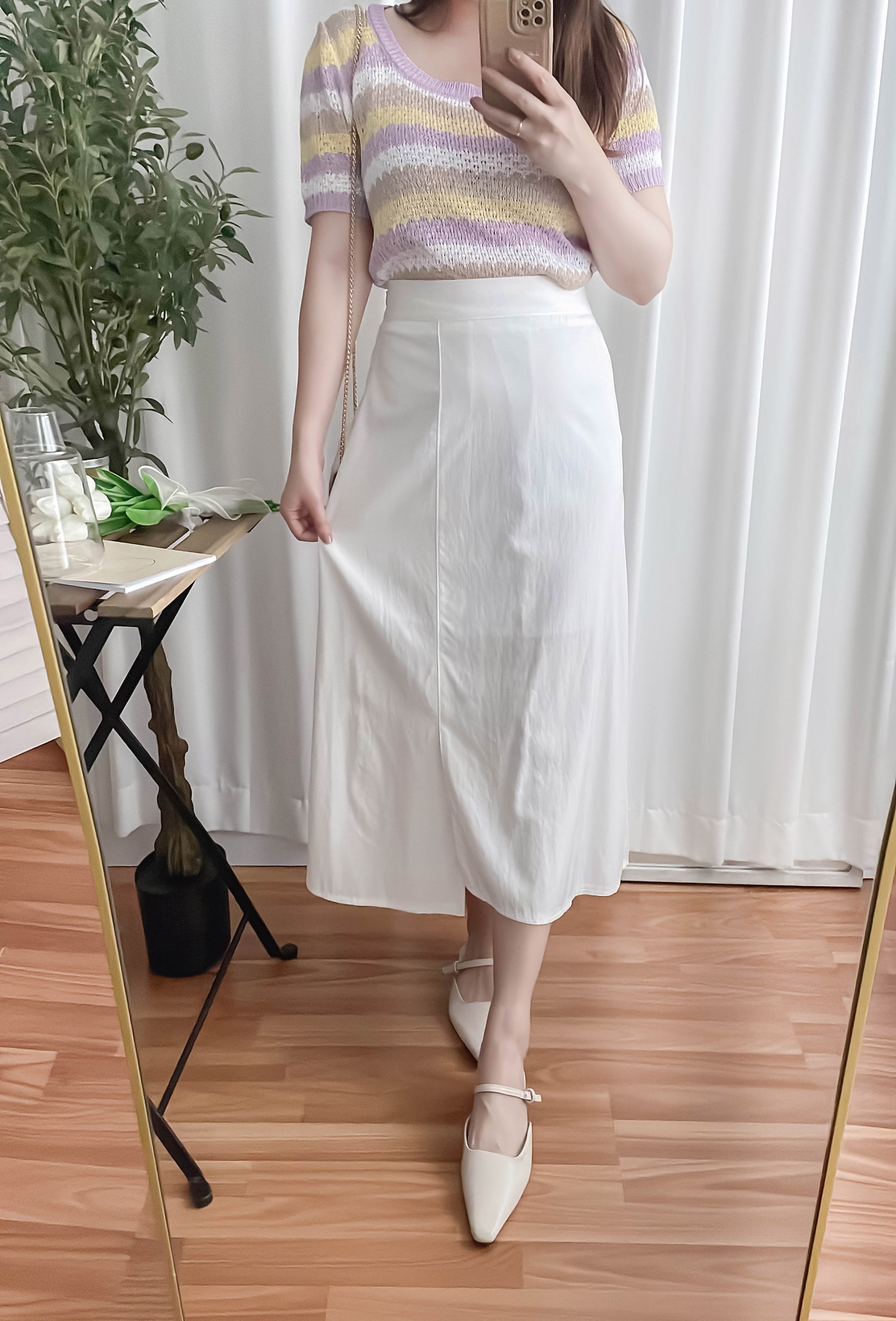 Slim Slit 超推薦極顯瘦修飾肚肚大A形裙尾開叉, Skirt/ SK8721 (honeydew sold out)
