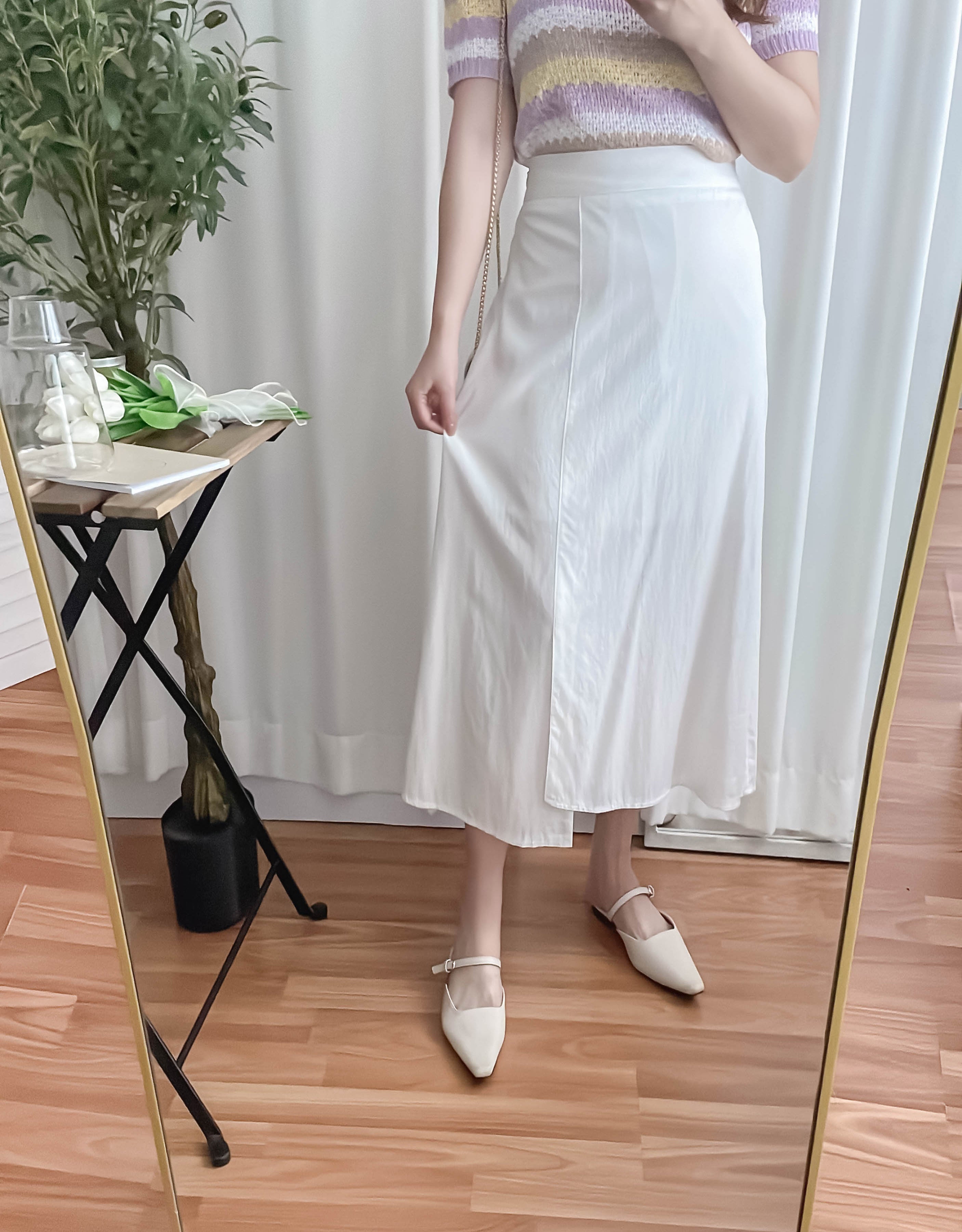 Slim Slit 超推薦極顯瘦修飾肚肚大A形裙尾開叉, Skirt/ SK8721 (honeydew sold out)