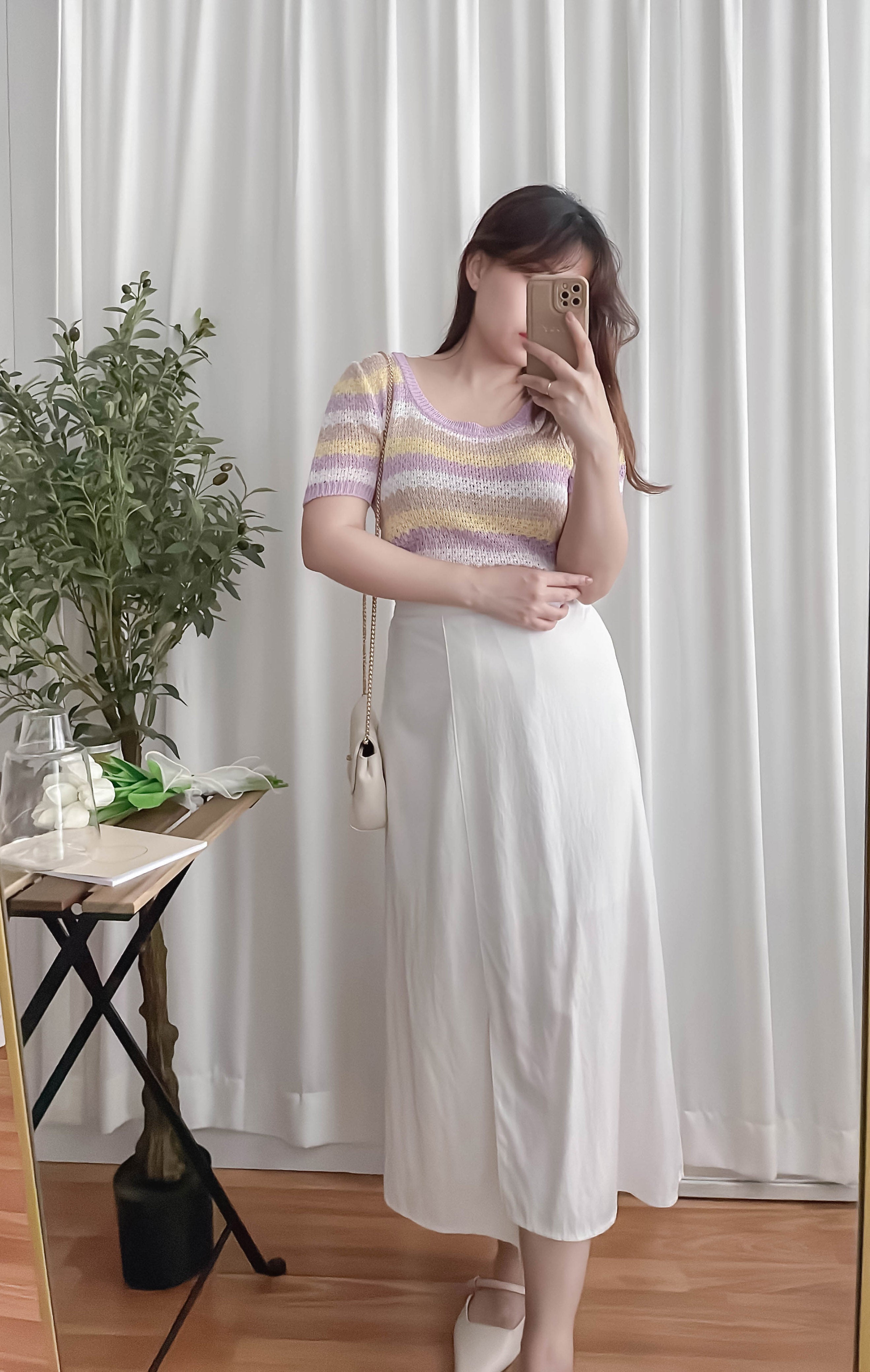 Slim Slit 超推薦極顯瘦修飾肚肚大A形裙尾開叉, Skirt/ SK8721 (honeydew sold out)
