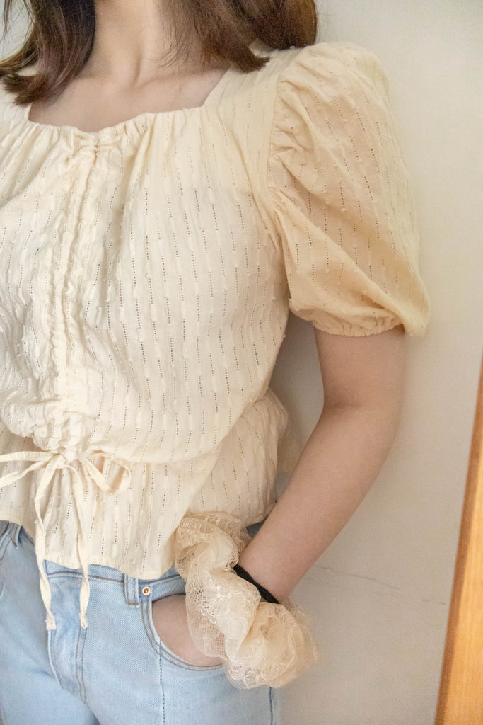 Star Shower 鏤空立體通花泡泡修腰上衣, Top/ BU8945 (yellow sold out)