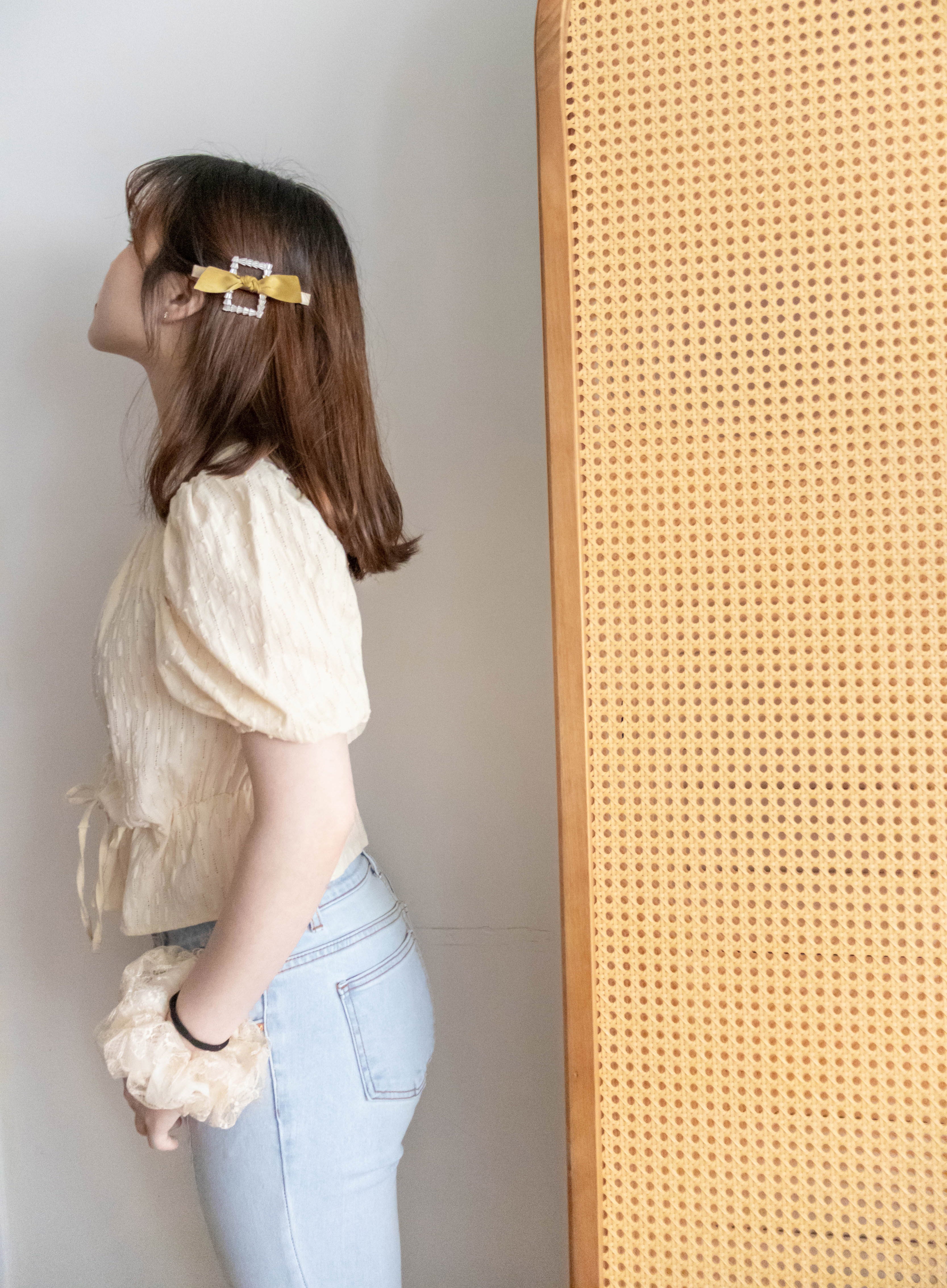 Star Shower 鏤空立體通花泡泡修腰上衣, Top/ BU8945 (yellow sold out)
