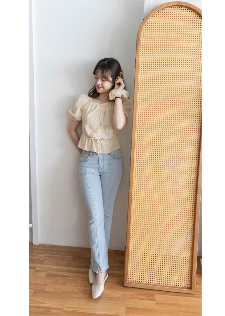 Star Shower 鏤空立體通花泡泡修腰上衣, Top/ BU8945 (yellow sold out)