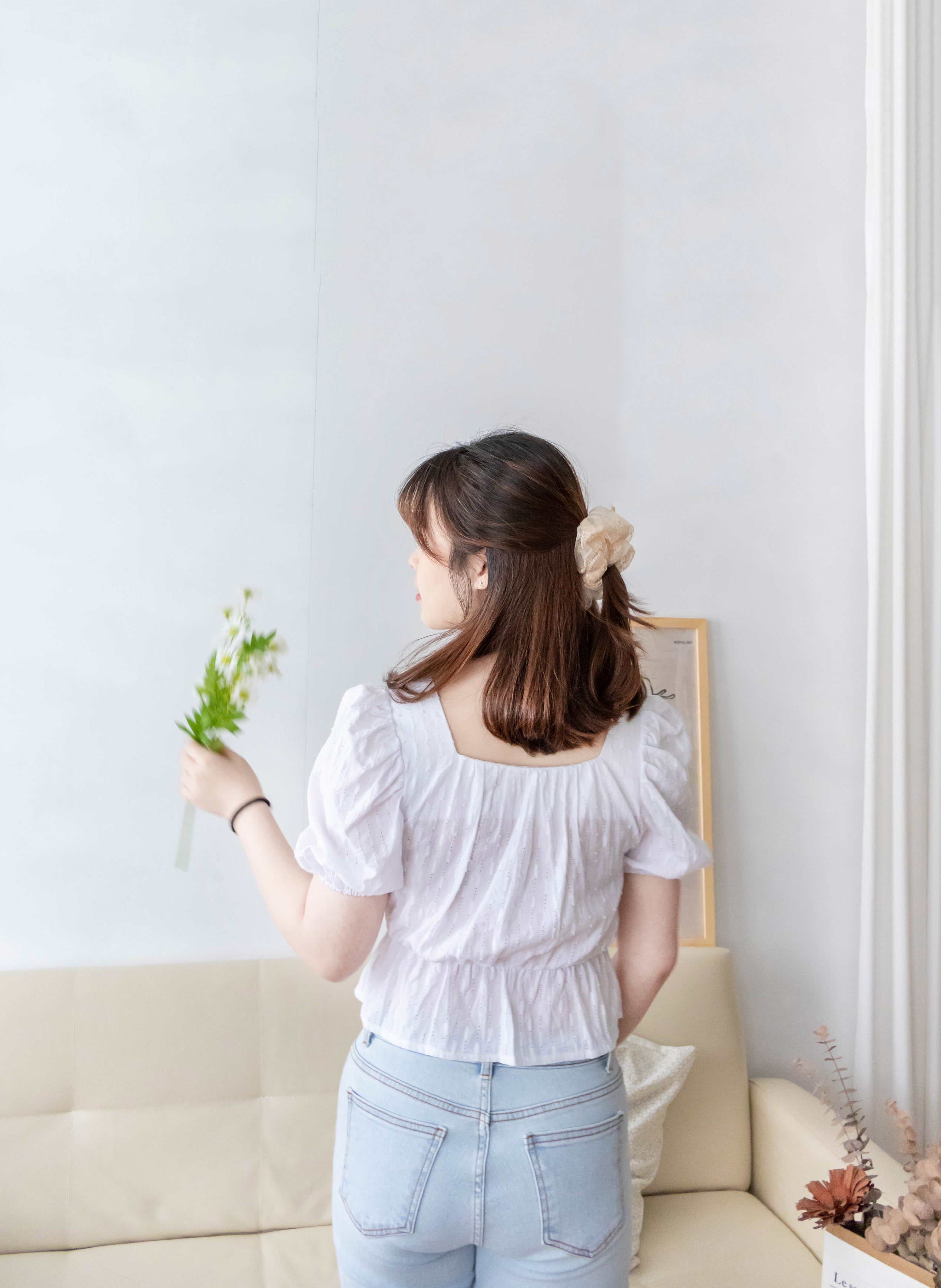 Star Shower 鏤空立體通花泡泡修腰上衣, Top/ BU8945 (yellow sold out)