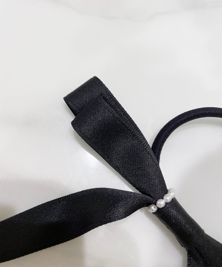 Black little Pearl ribbon, Hairband/ HA8119