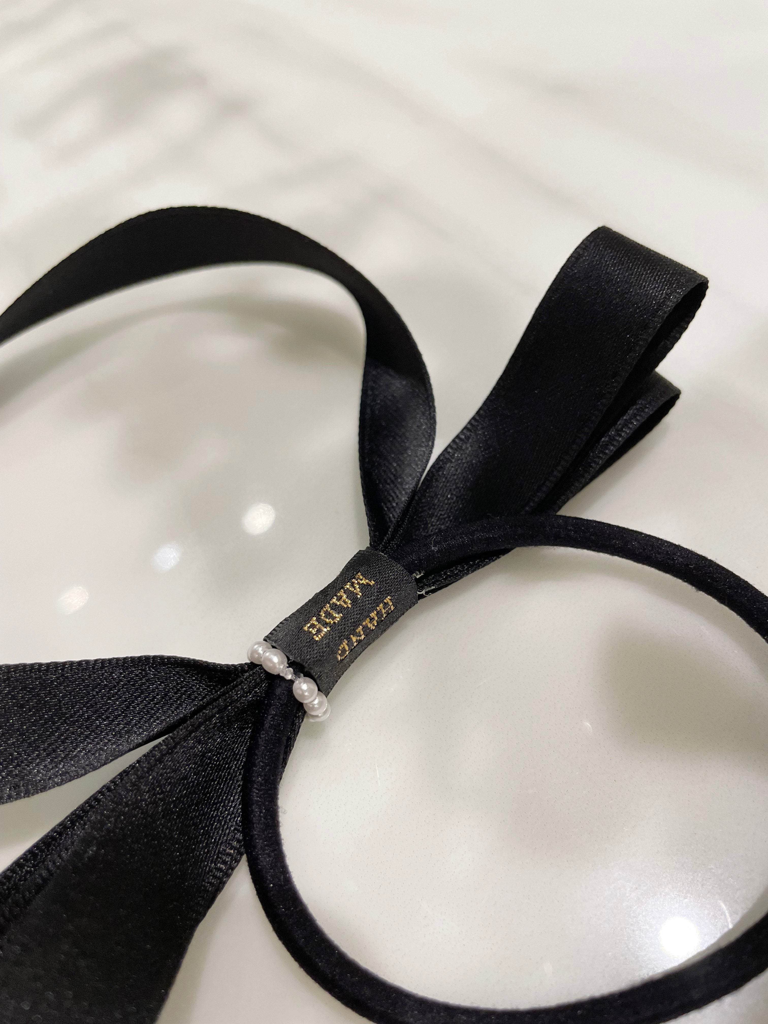 Black little Pearl ribbon, Hairband/ HA8119
