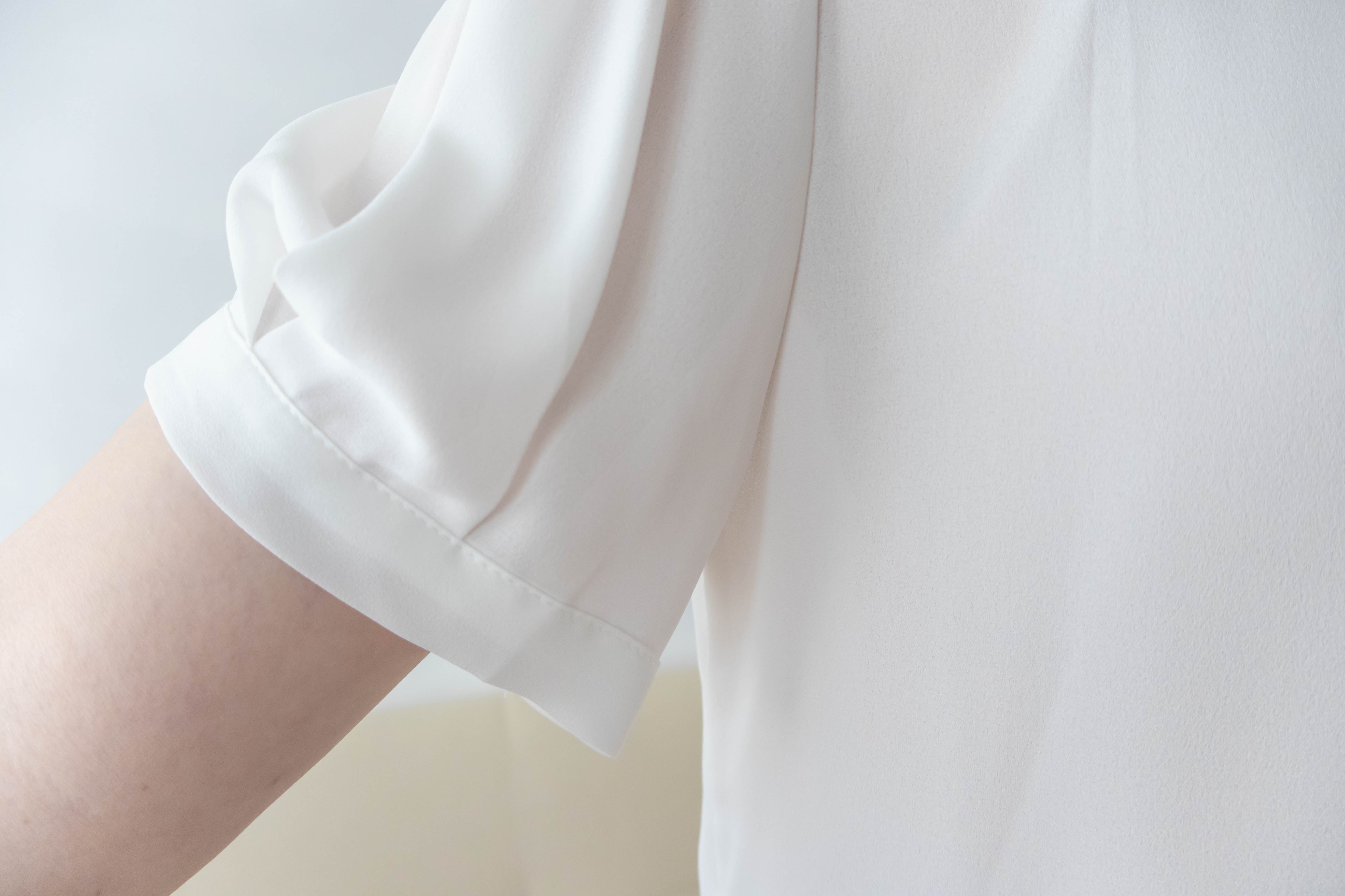 Pearl Collar 後珍珠雪紡領口微摺襯衫, Blouse/ BU8931 (Honeydew sold out)