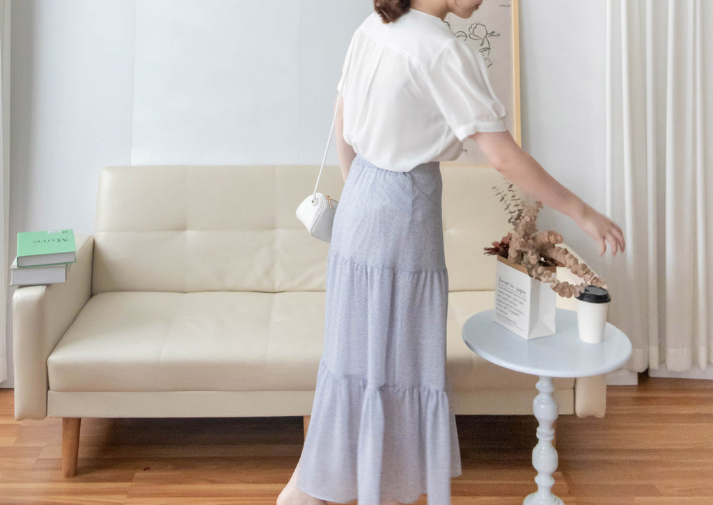Pearl Collar 後珍珠雪紡領口微摺襯衫, Blouse/ BU8931 (Honeydew sold out)