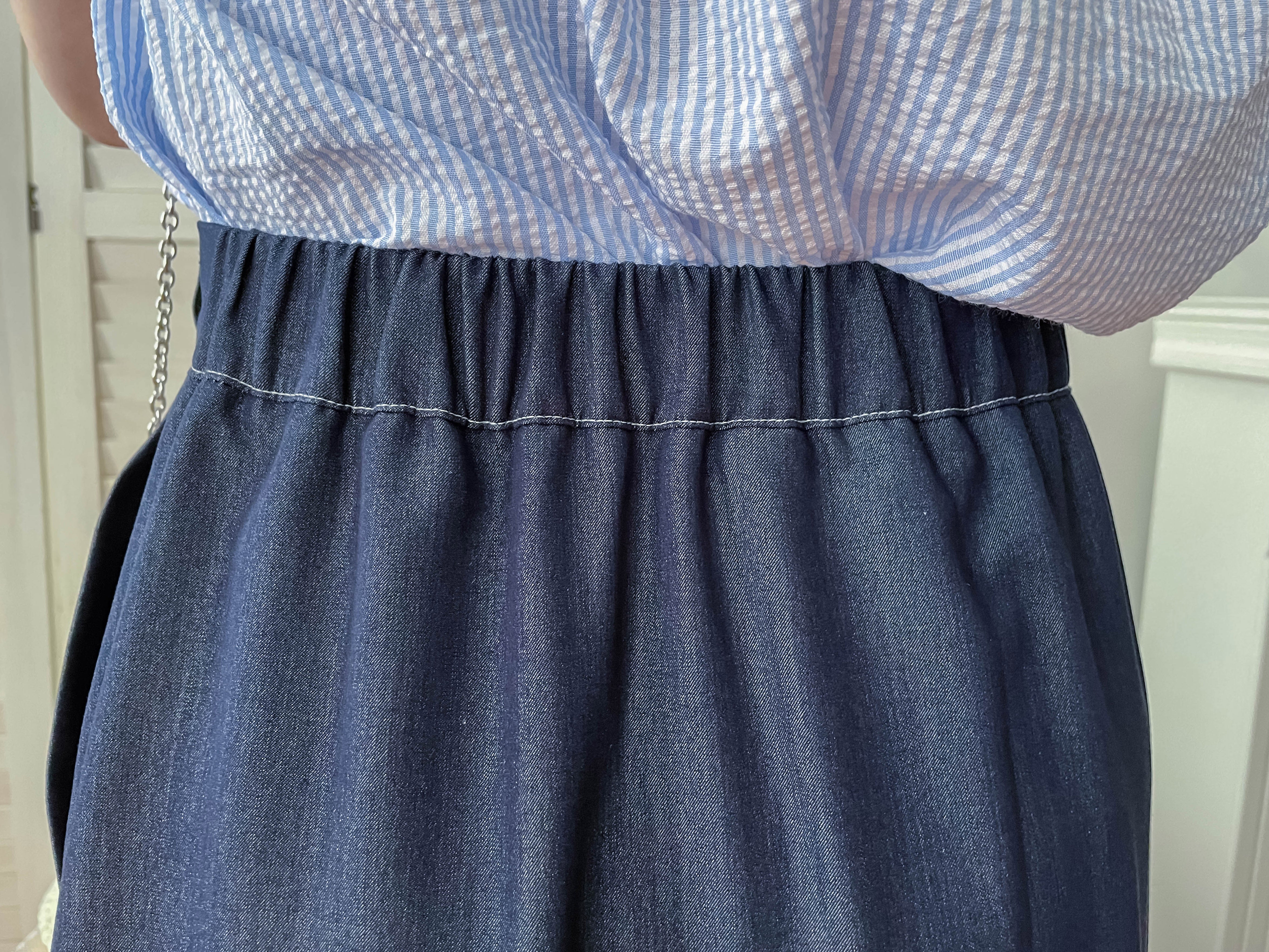 Slim a-line Denim 超舒適輕身寬鬆牛仔色車線, Skirt/ SK8728 (Midnightblue sold out)