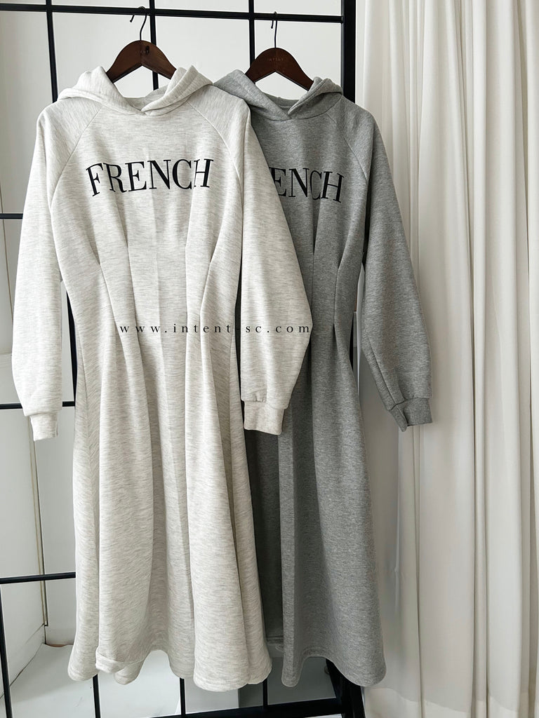 FRENCH HOODIES 舒適全彈性顯瘦修腰衛衣連身裙, Dress/ DS9367
