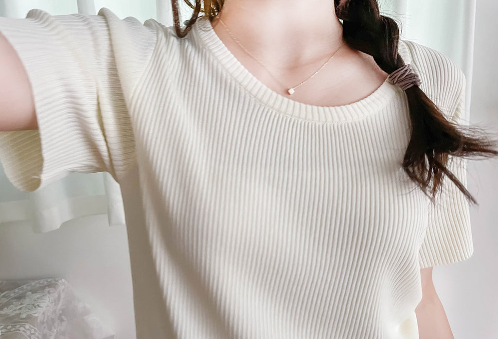 Asymmetric 舒適冰絲織紋側束帶衣尾, Top/ TP8888 (ivory sold out)