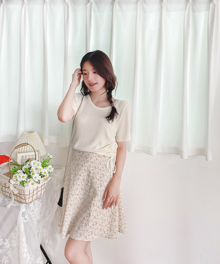Asymmetric 舒適冰絲織紋側束帶衣尾, Top/ TP8888 (ivory sold out)