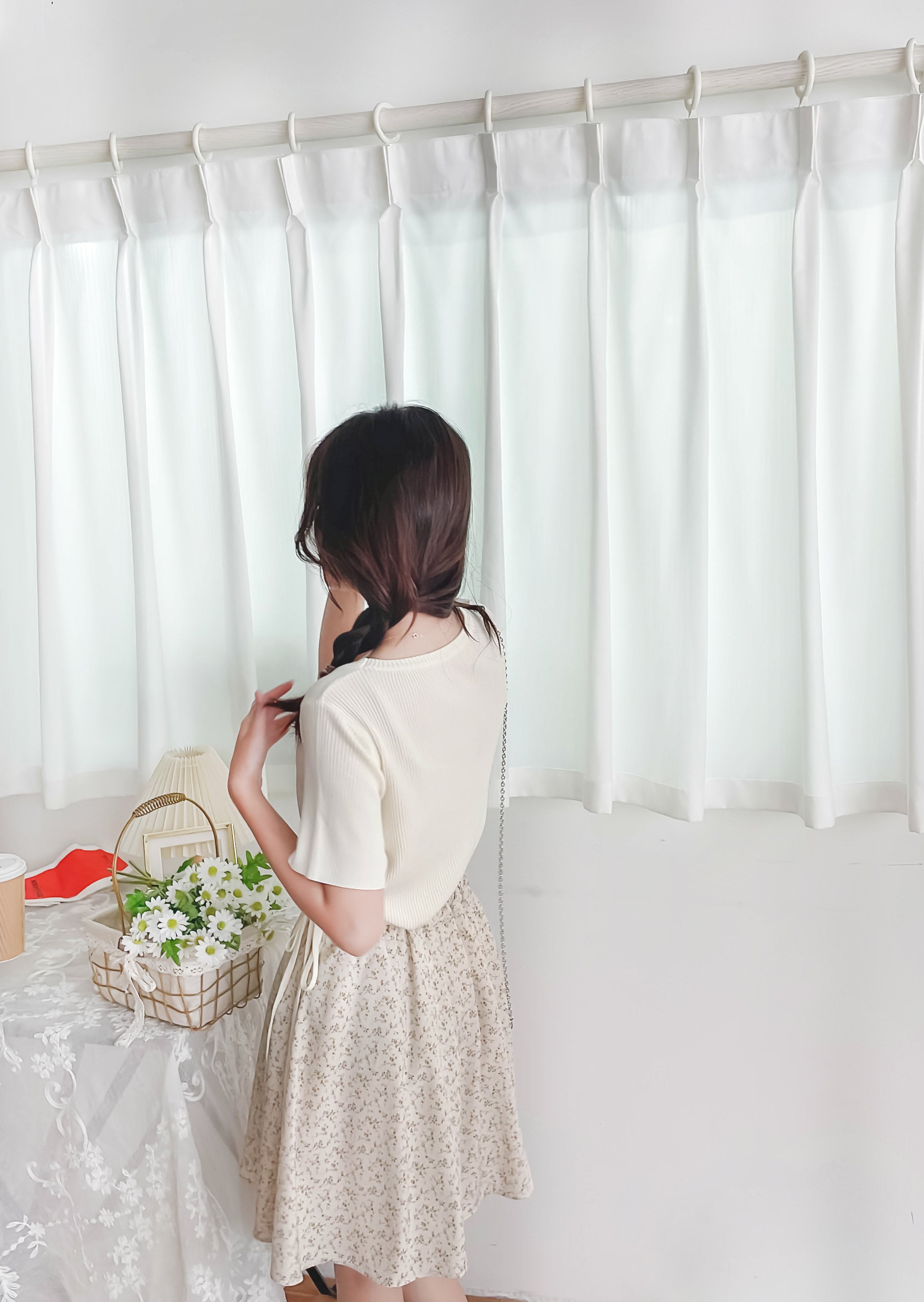 Asymmetric 舒適冰絲織紋側束帶衣尾, Top/ TP8888 (ivory sold out)