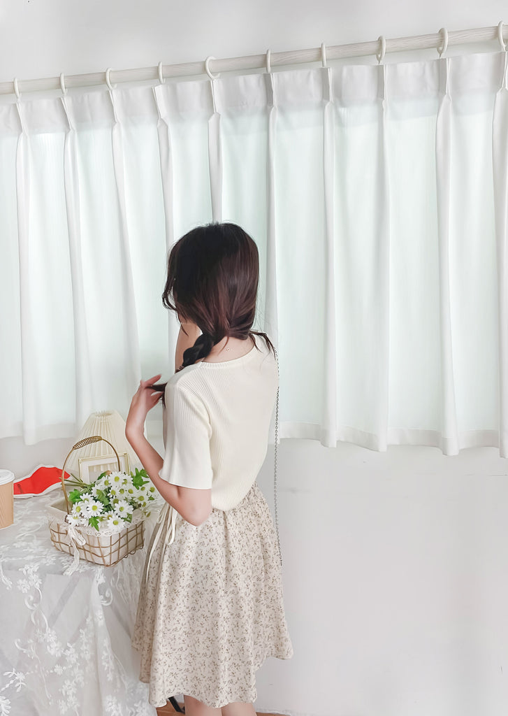 Asymmetric 舒適冰絲織紋側束帶衣尾, Top/ TP8888 (ivory sold out)