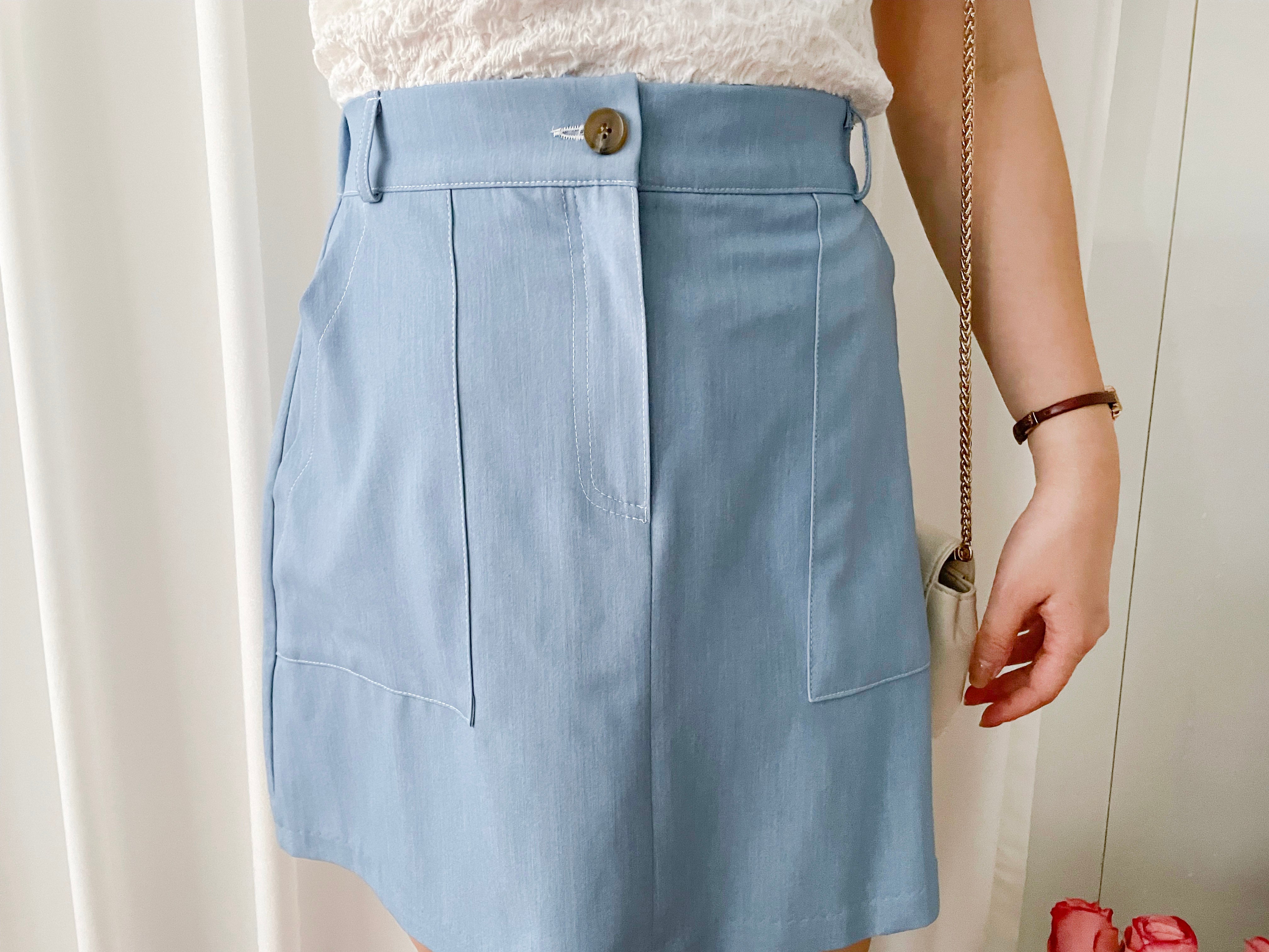 Slim a-line Denim 超舒適輕身寬鬆牛仔色車線, Skirt/ SK8728 (Midnightblue sold out)