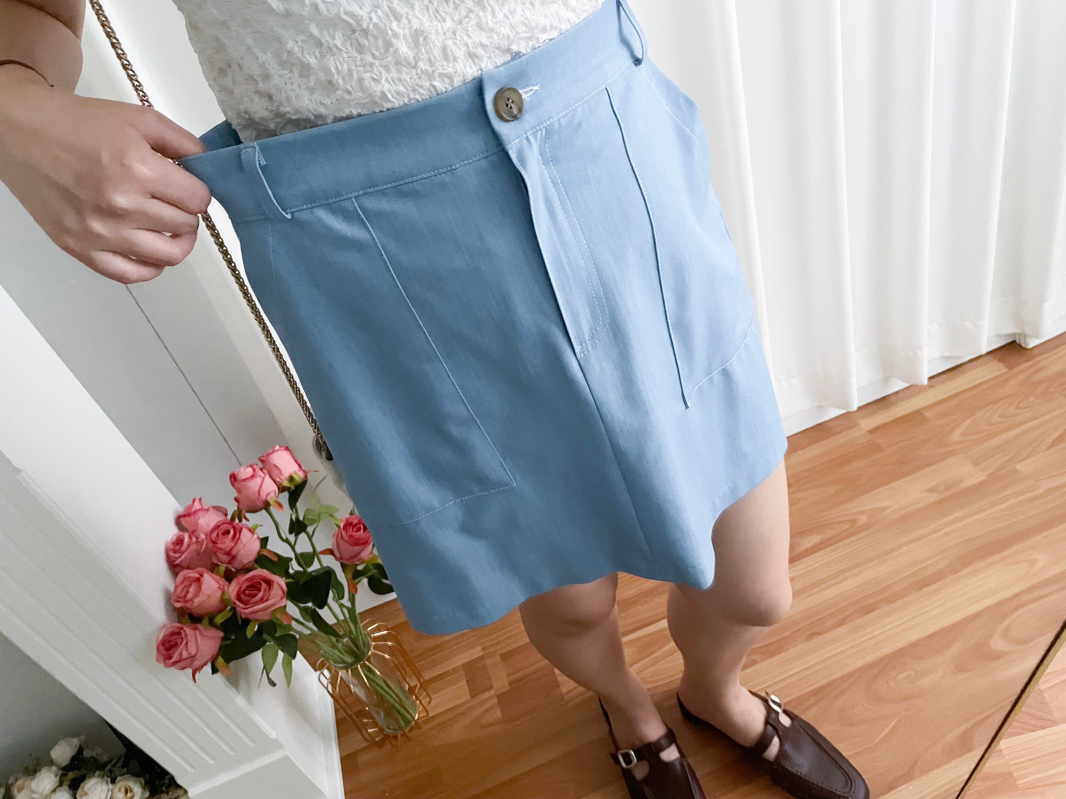 Slim a-line Denim 超舒適輕身寬鬆牛仔色車線, Skirt/ SK8728 (Midnightblue sold out)