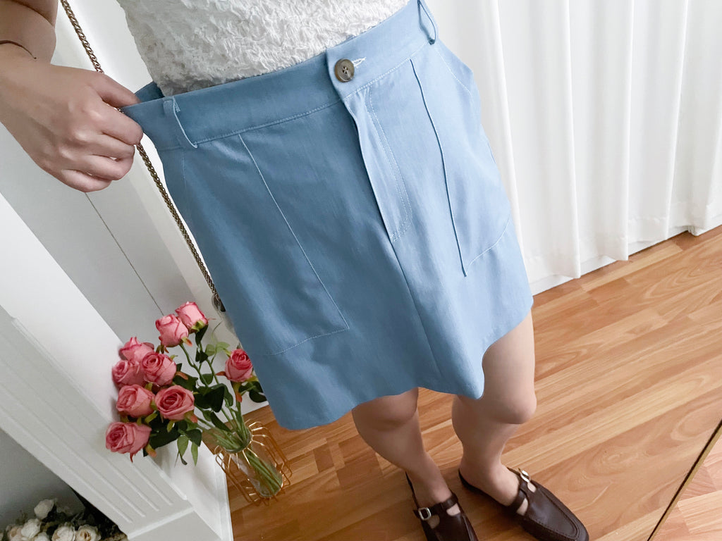 Slim a-line Denim 超舒適輕身寬鬆牛仔色車線, Skirt/ SK8728 (Midnightblue sold out)