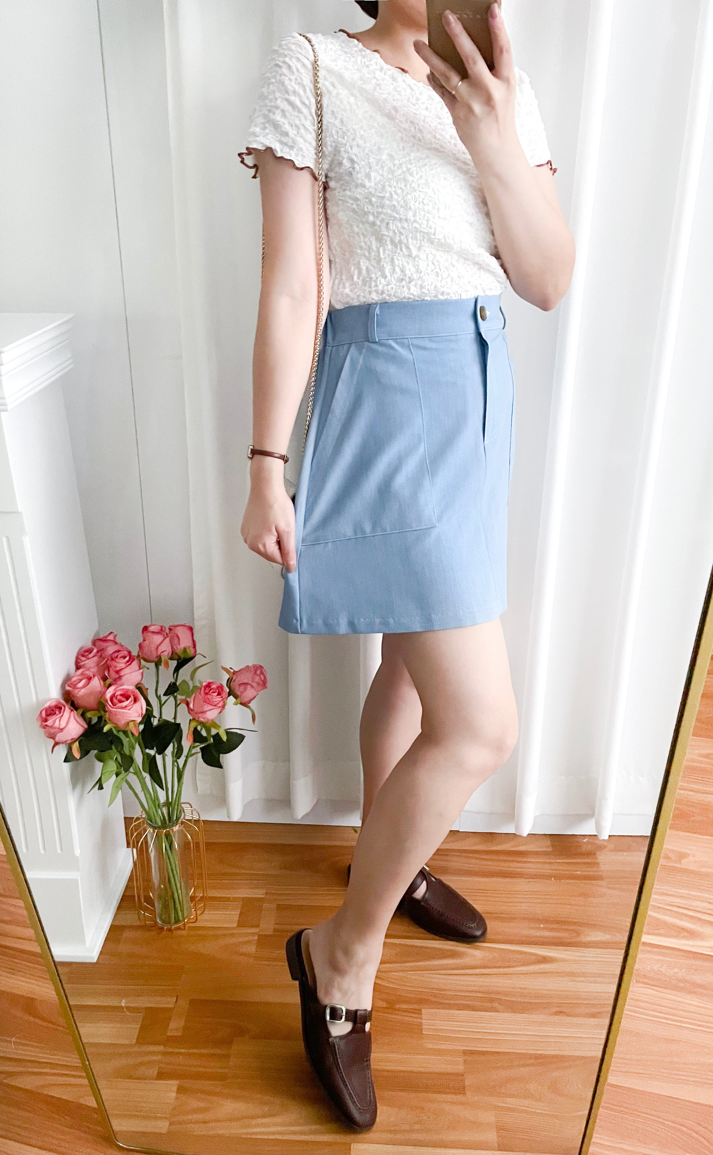 Slim a-line Denim 超舒適輕身寬鬆牛仔色車線, Skirt/ SK8728 (Midnightblue sold out)
