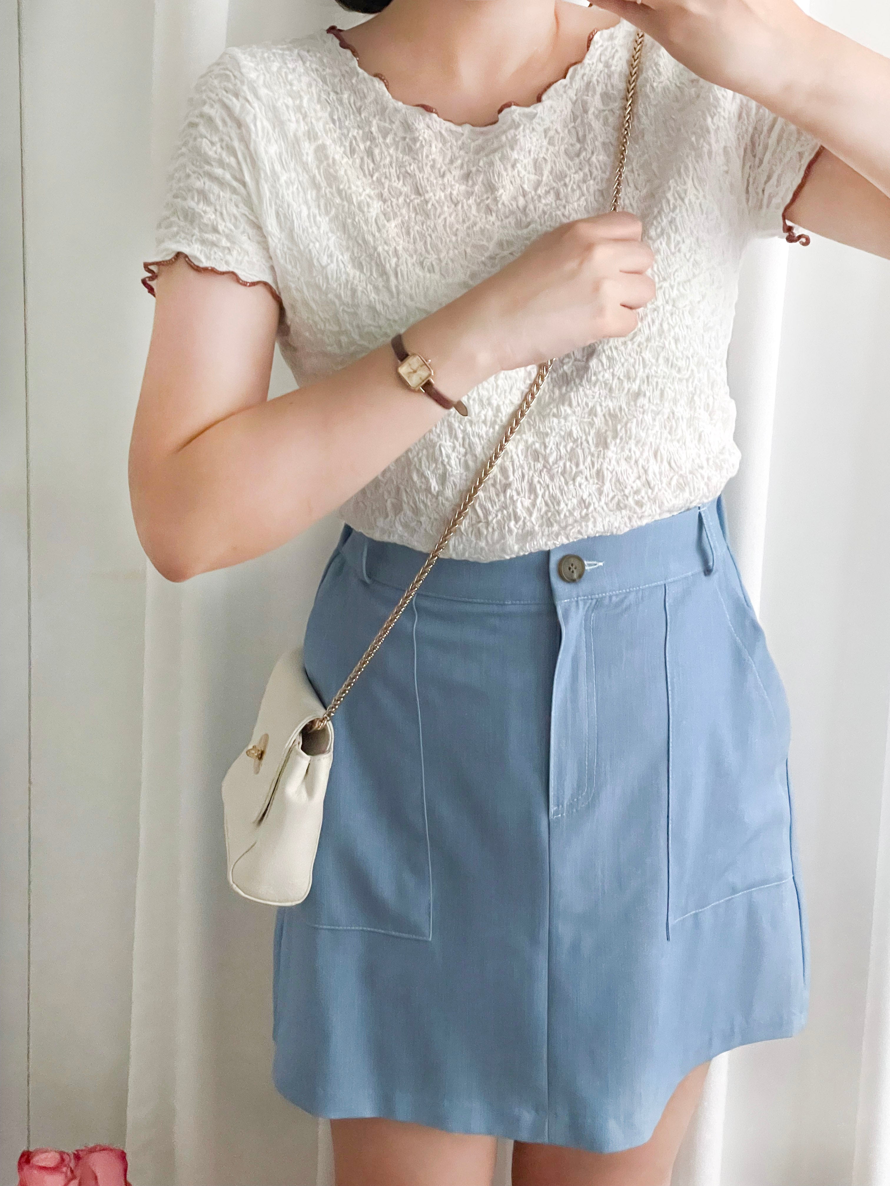 Slim a-line Denim 超舒適輕身寬鬆牛仔色車線, Skirt/ SK8728 (Midnightblue sold out)