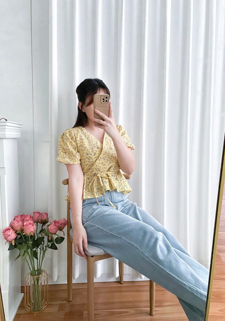 Cherry Sakura 浪漫櫻花點點疊領修腰, Blouse/ BU8958