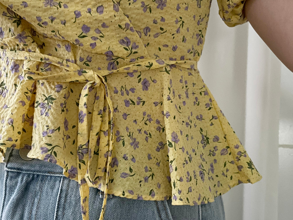 Cherry Sakura 浪漫櫻花點點疊領修腰, Blouse/ BU8958