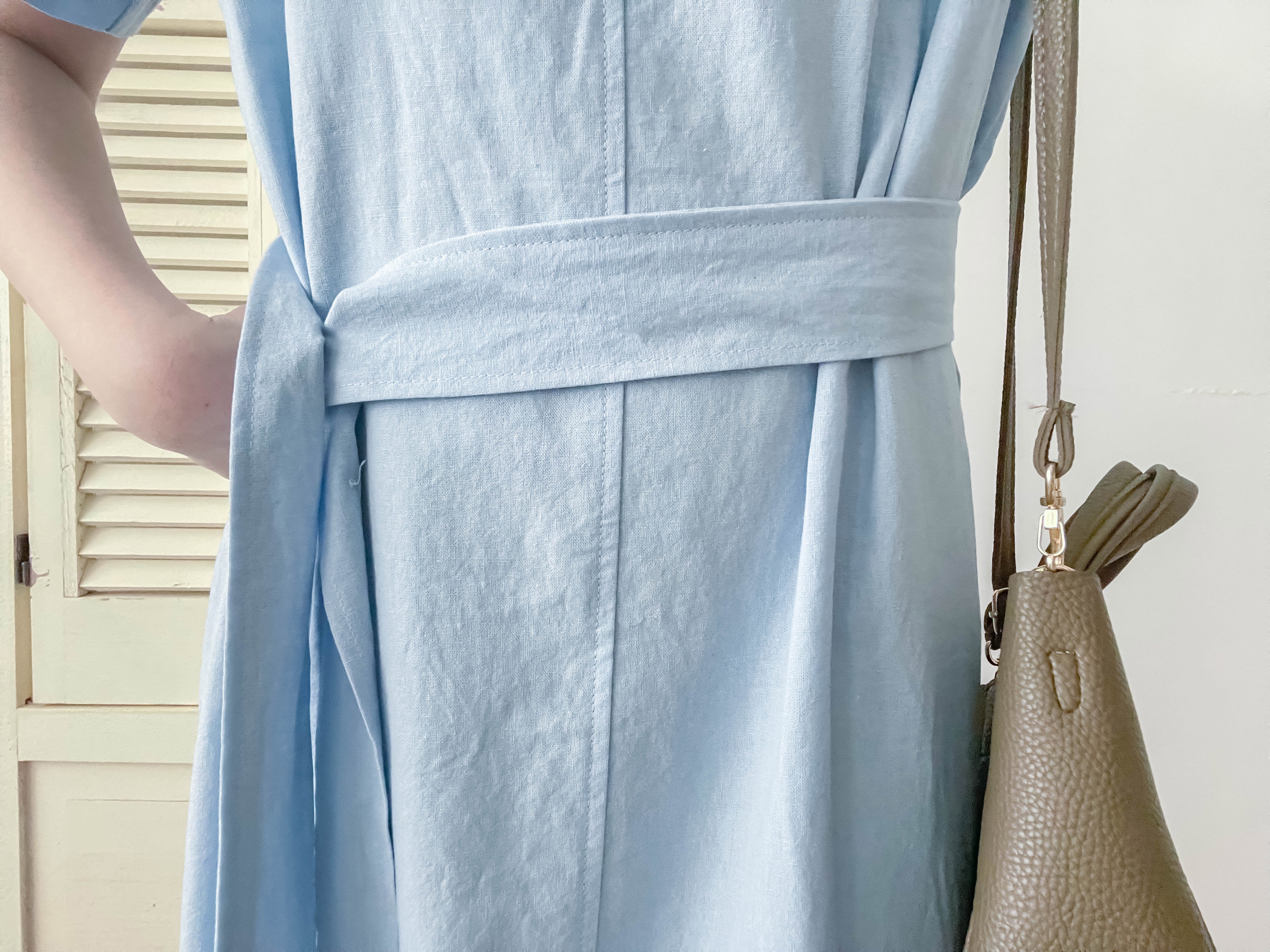 Babyblue 優雅方領直身兩戴腰帶開叉長裙, Dress/ DS9305