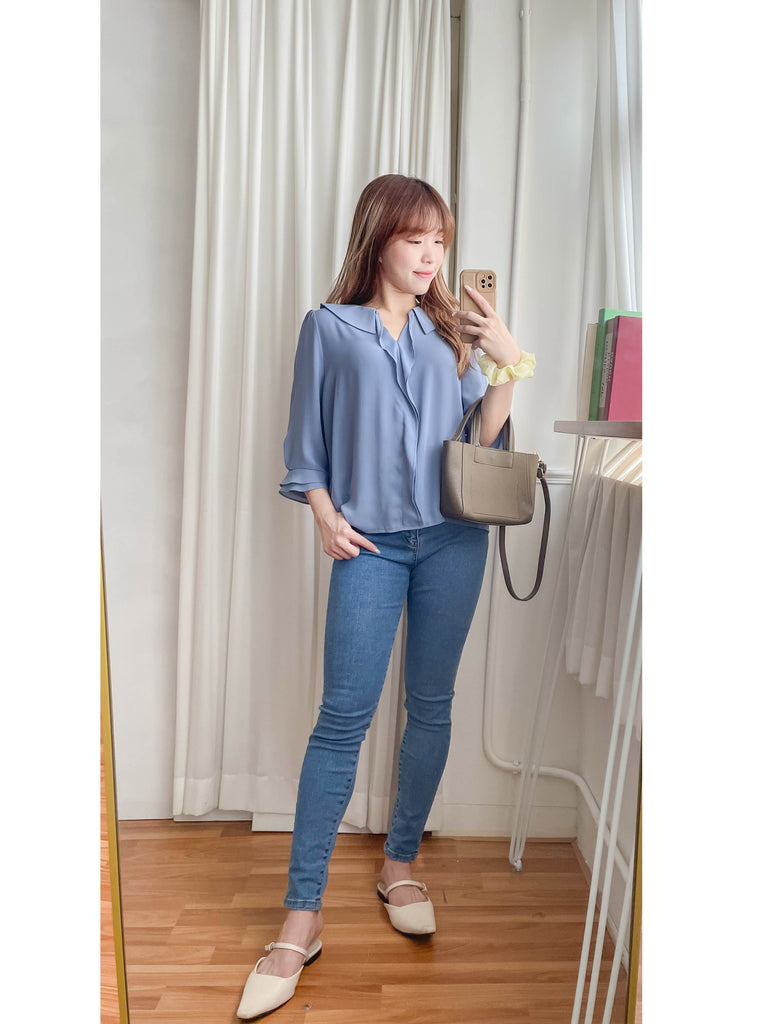 Sophist 垂感立體領口雙層手袖雪紡, Blouse/ BU8961