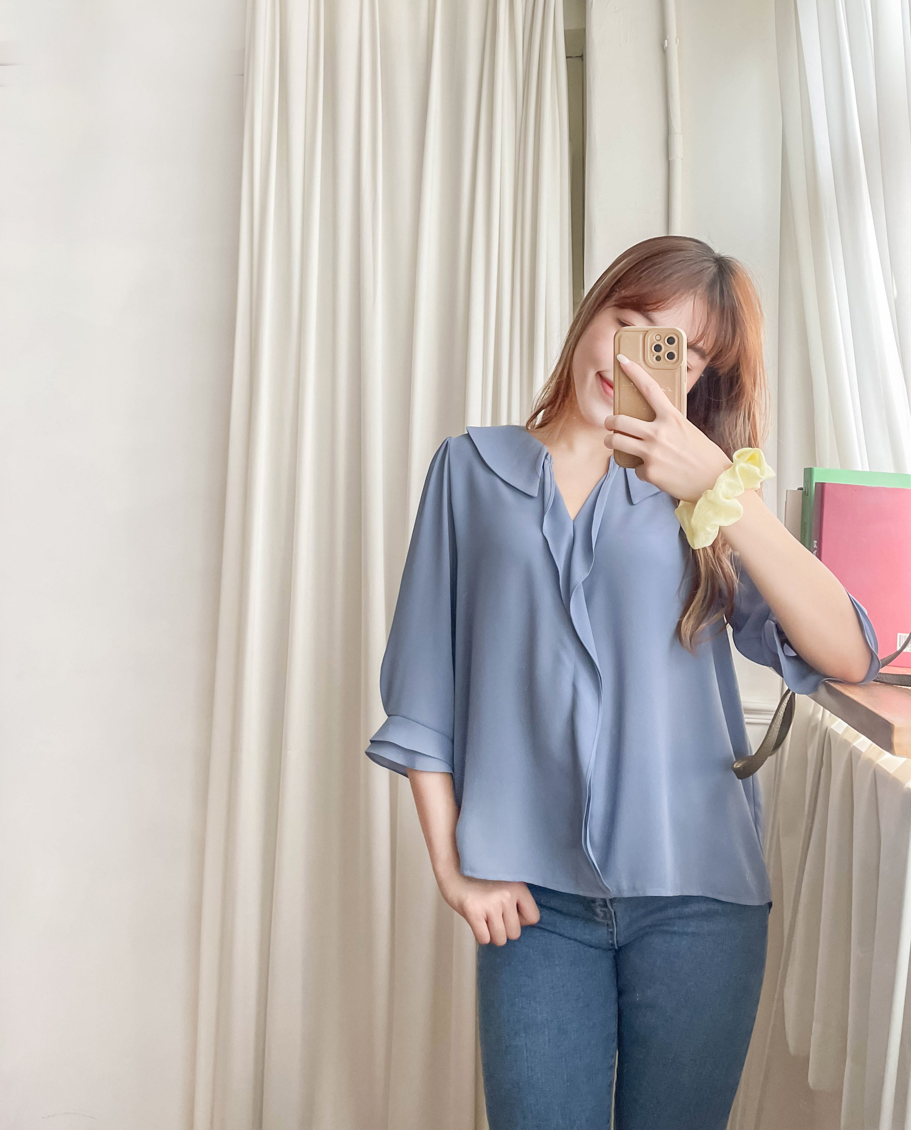 Sophist 垂感立體領口雙層手袖雪紡, Blouse/ BU8961