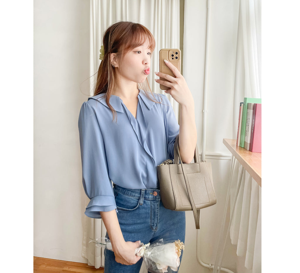 Sophist 垂感立體領口雙層手袖雪紡, Blouse/ BU8961