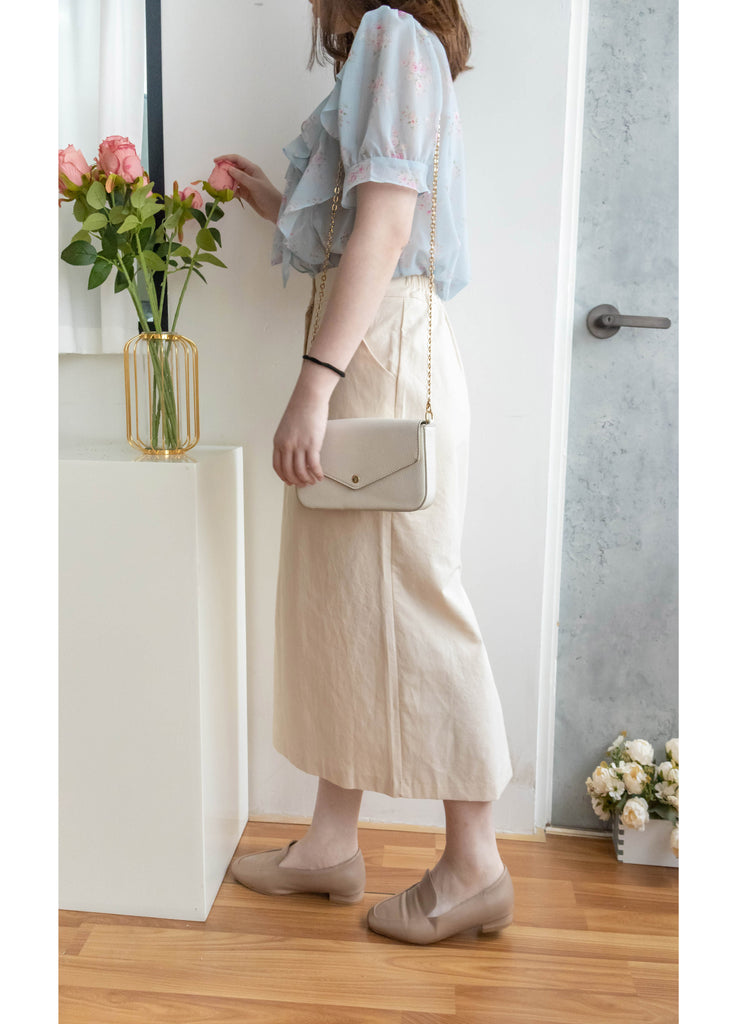 Wide Straight 不貼直身腰間車褶裙尾後開叉, Skirt/ SK8718