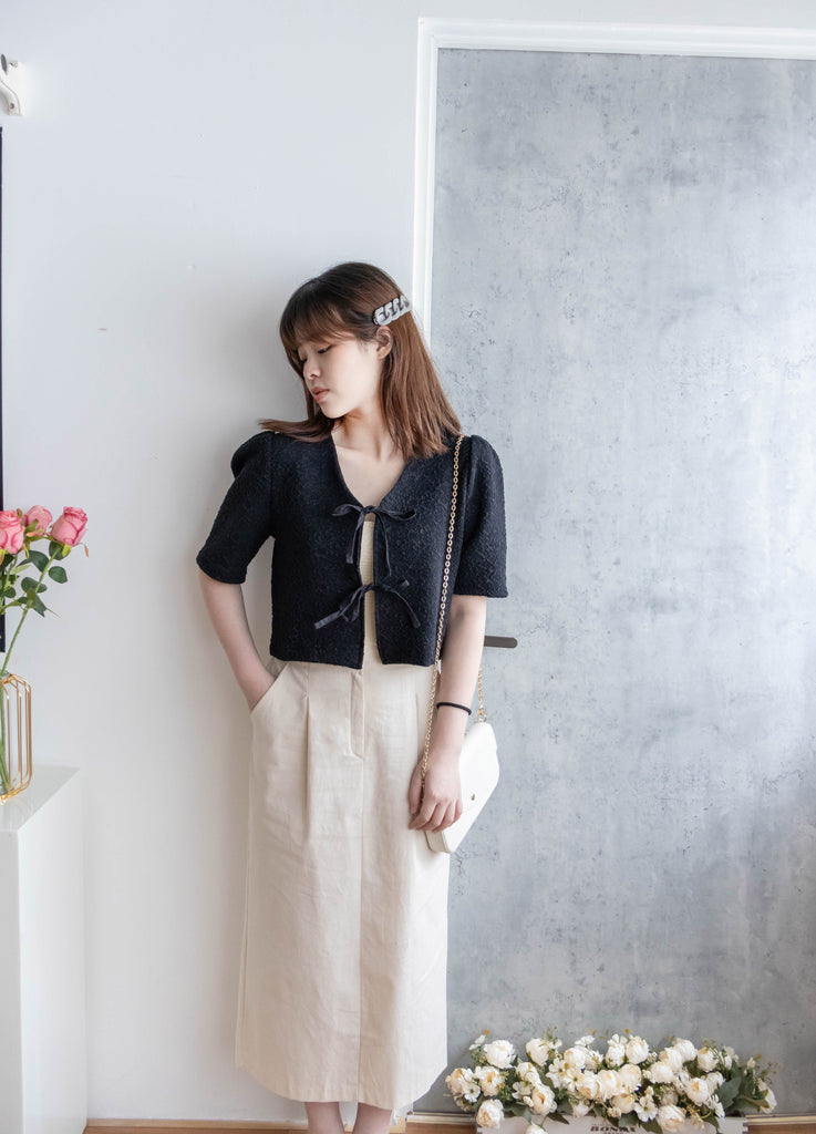 Wide Straight 不貼直身腰間車褶裙尾後開叉, Skirt/ SK8718