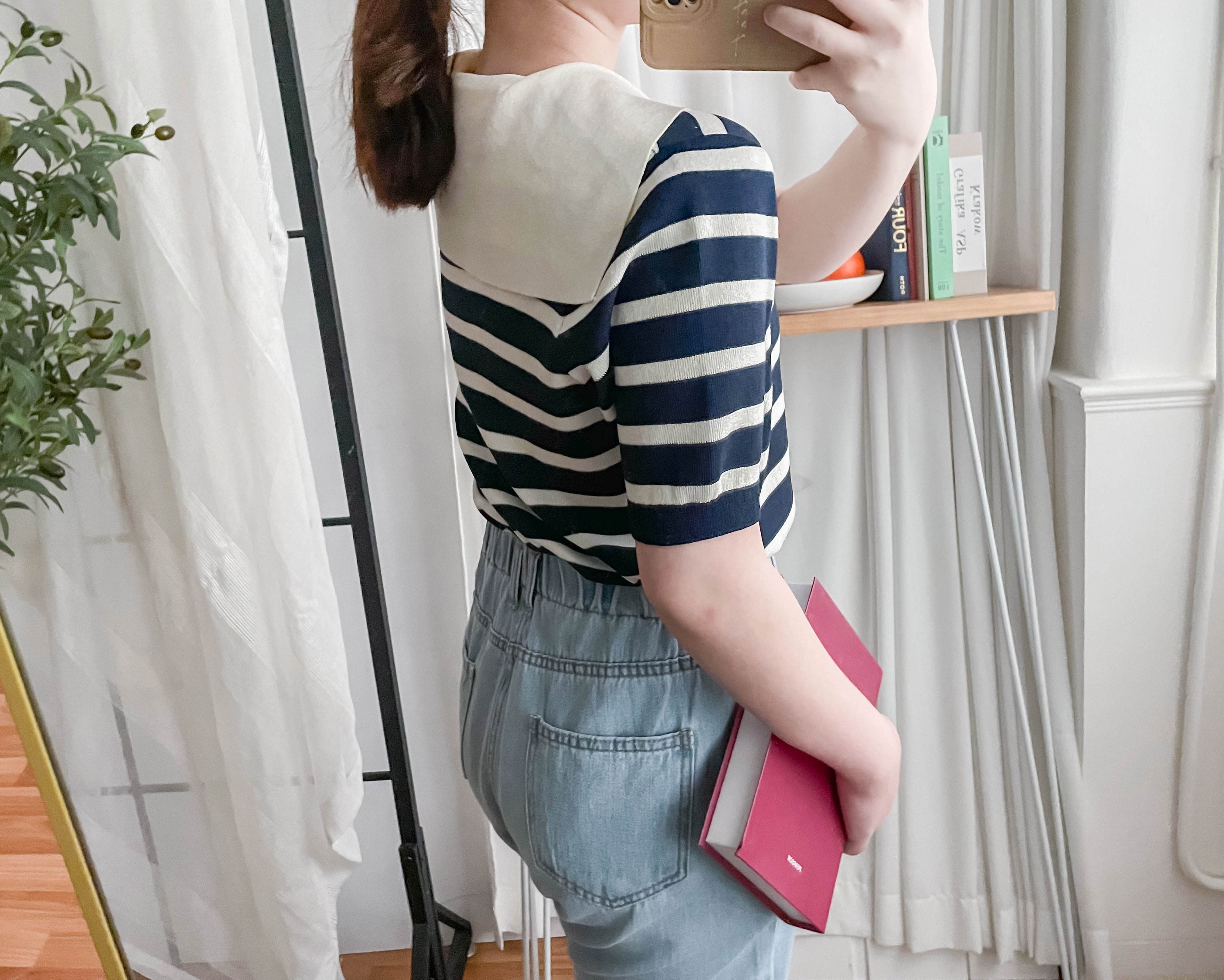 Collar Stripe 大翻領法式藍白條紋彈性, Blouse/ TP8887
