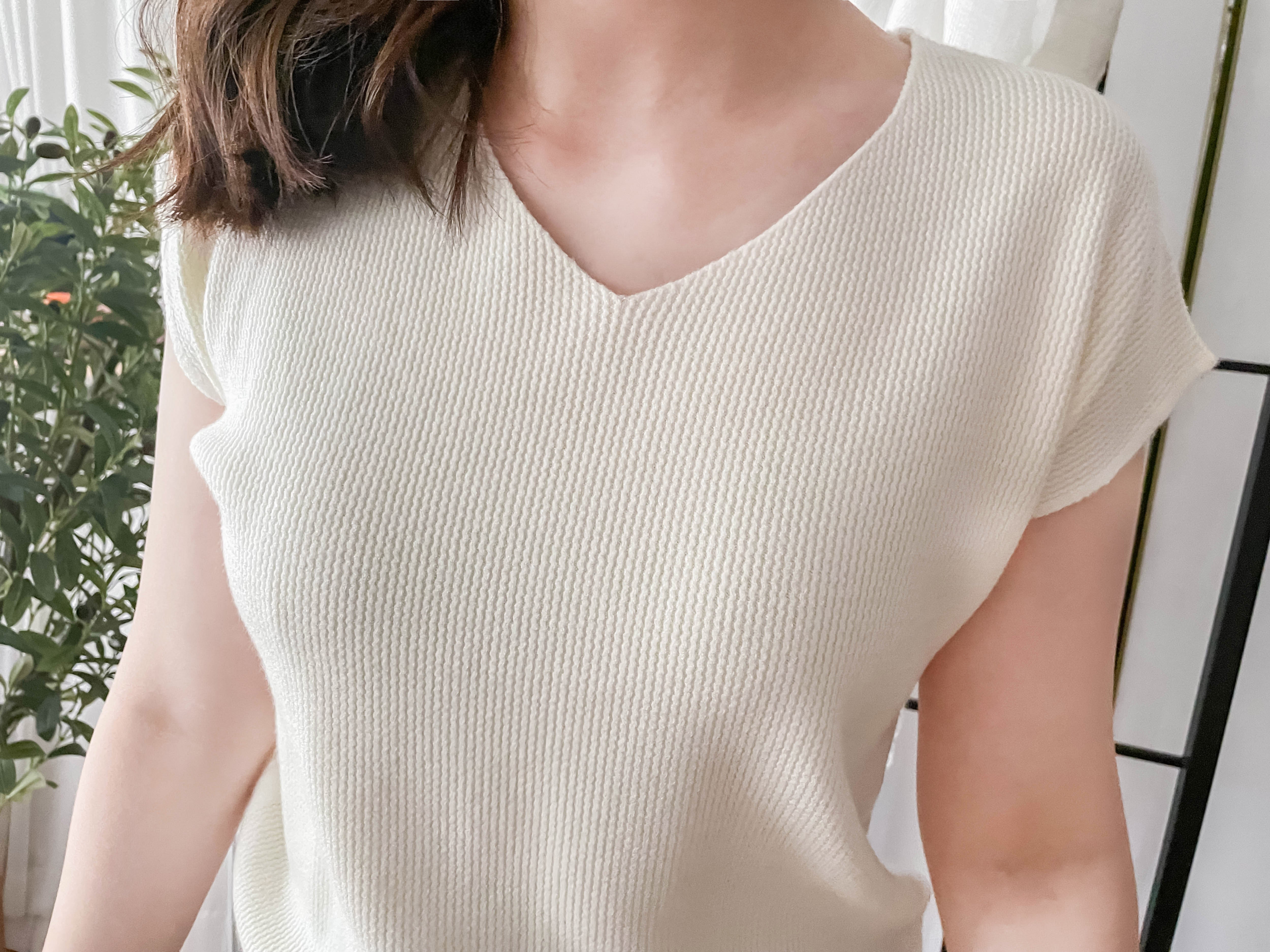 Knit 小袖V領棉棉針織上衣, Top/ TP8880