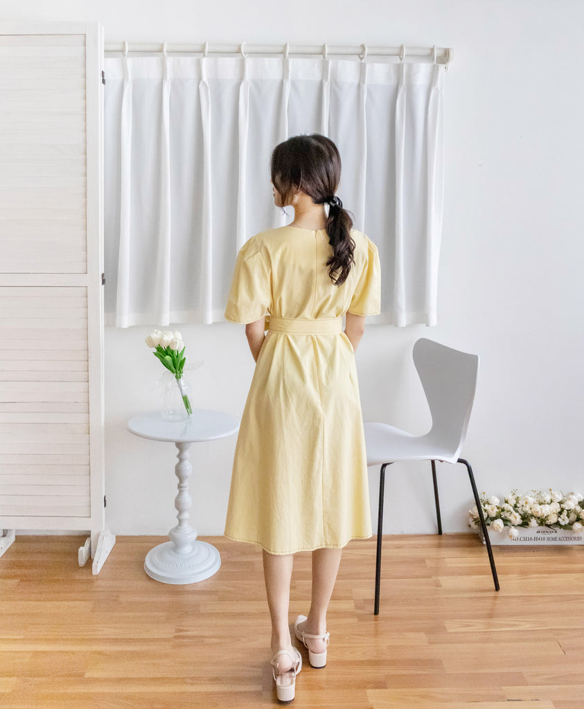 Navy Belle 沿邊車線腰身車褶顯瘦連身裙, Dress/ DS9265 (Navy Sold Out)